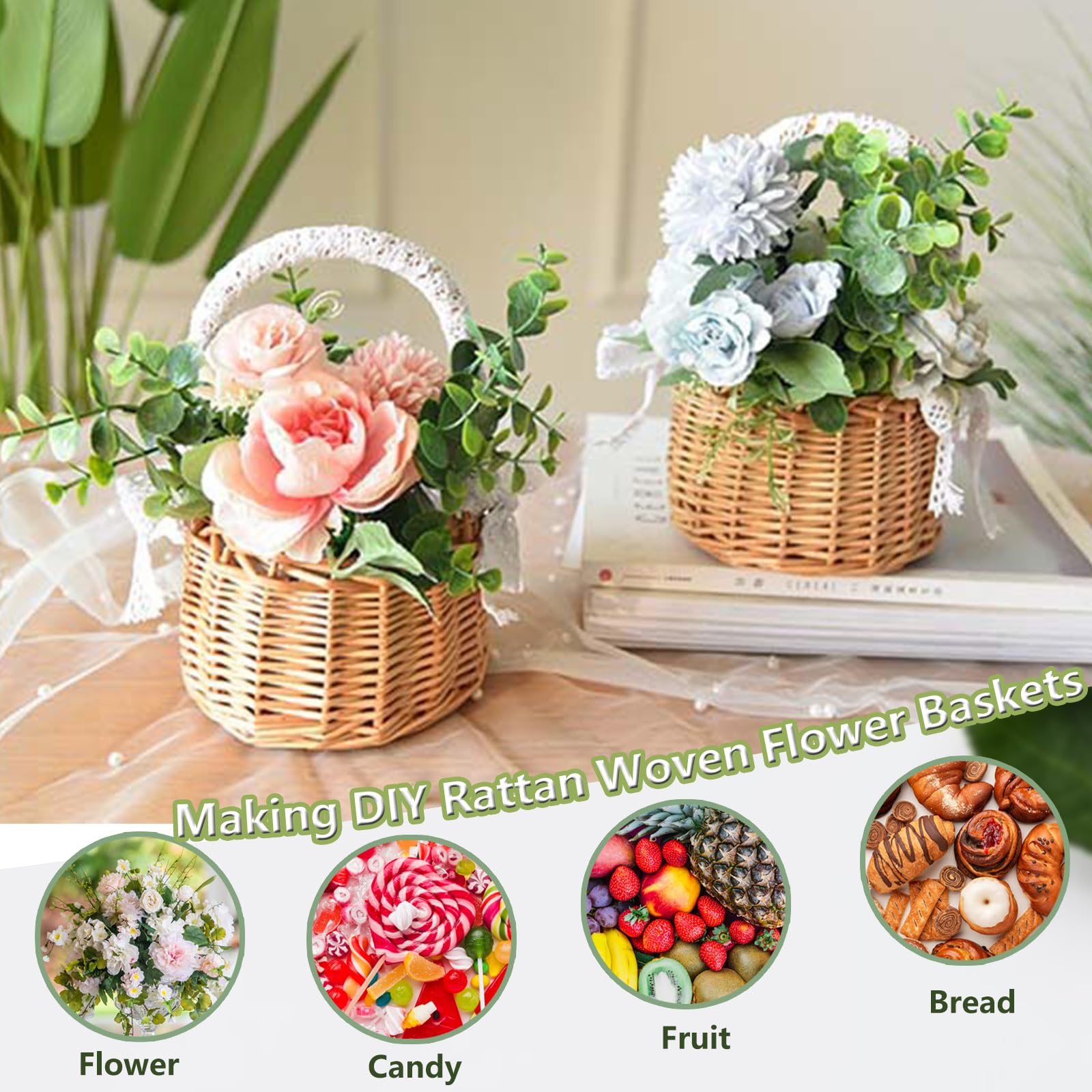 Panier En Osier Pour Fleurs De Mariage - Lot De 2, Décoration Romantique