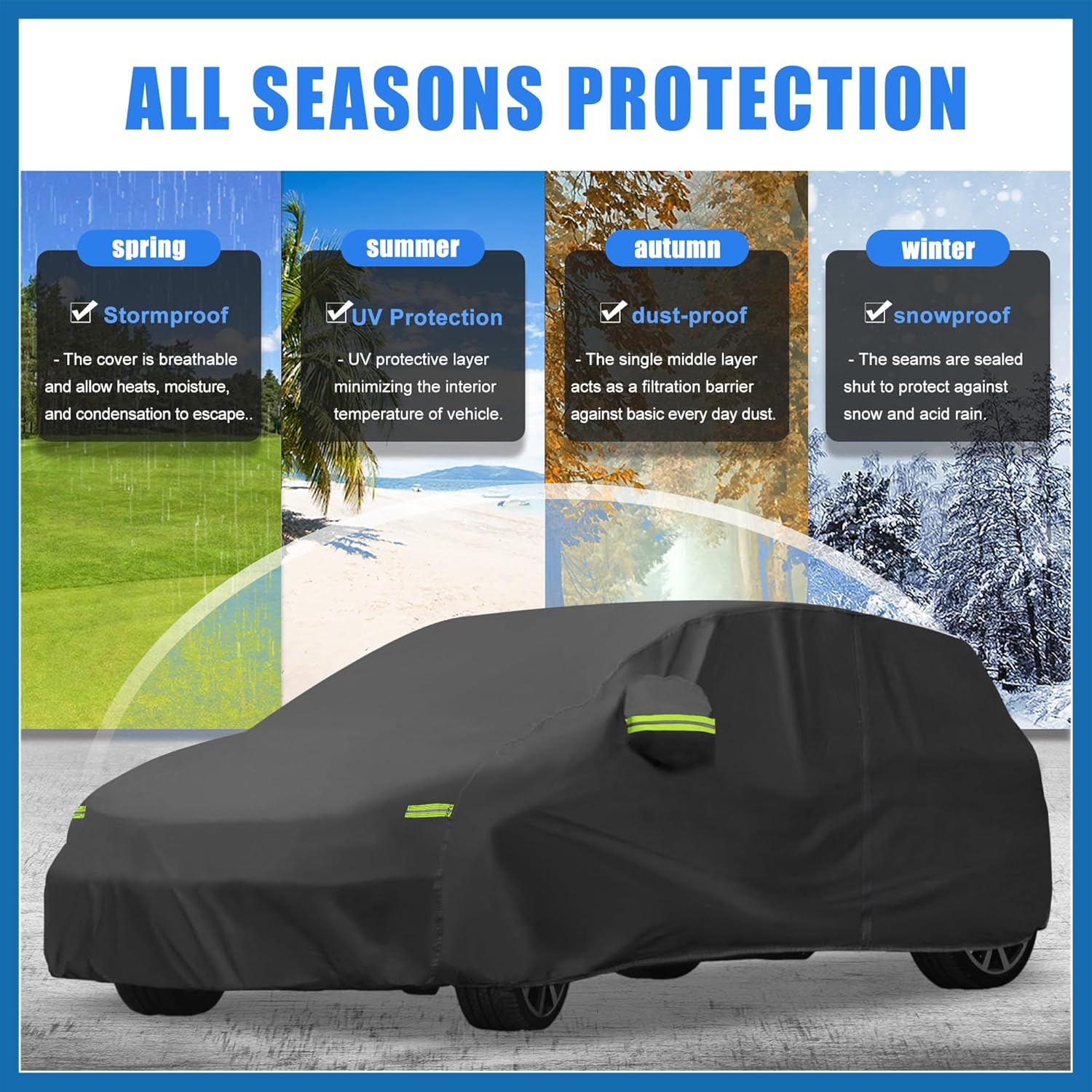 for VW Golf 2003-2022 Cover Waterproof Car Cover Outdoor Full Car Cover All Weather Protection Rain Sun Protection with Zipper Black Item Replacement