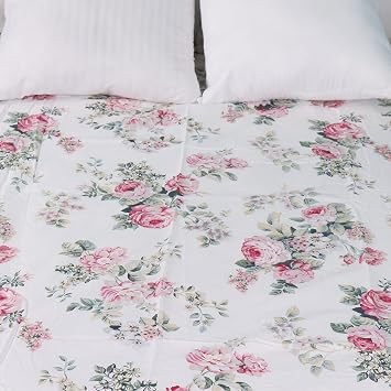 Soft Full Fitted Sheet Floral Printed, 100% Cotton Decorative Deep Pocket Bed Sheet