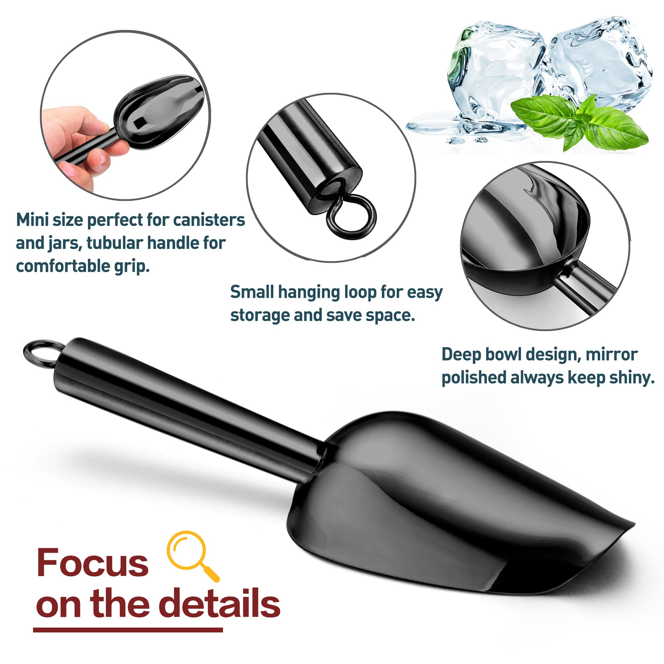 Pelle à Farine En Acier Inoxydable Dorée - Parfaite Pour Glace, Café, Aliments | Design Profond Et Lavable Au Lave-Vaisselle