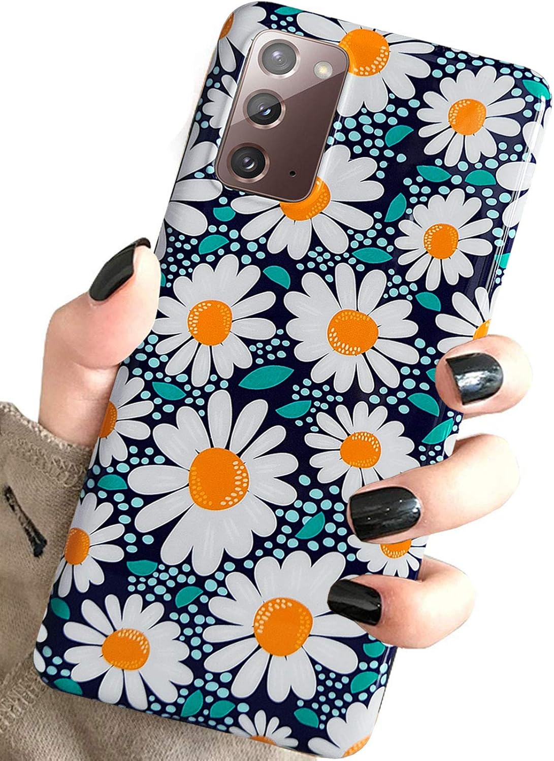 J.west Galaxy Note 20 Case for Girls Women, Cute Floral Wildflowers Pattern Print Design Slim Soft Silicone Cover Fashion Shockproof Protective TPU Phone Case for Samsung Galaxy Note 20 5G 6.7 Daisy