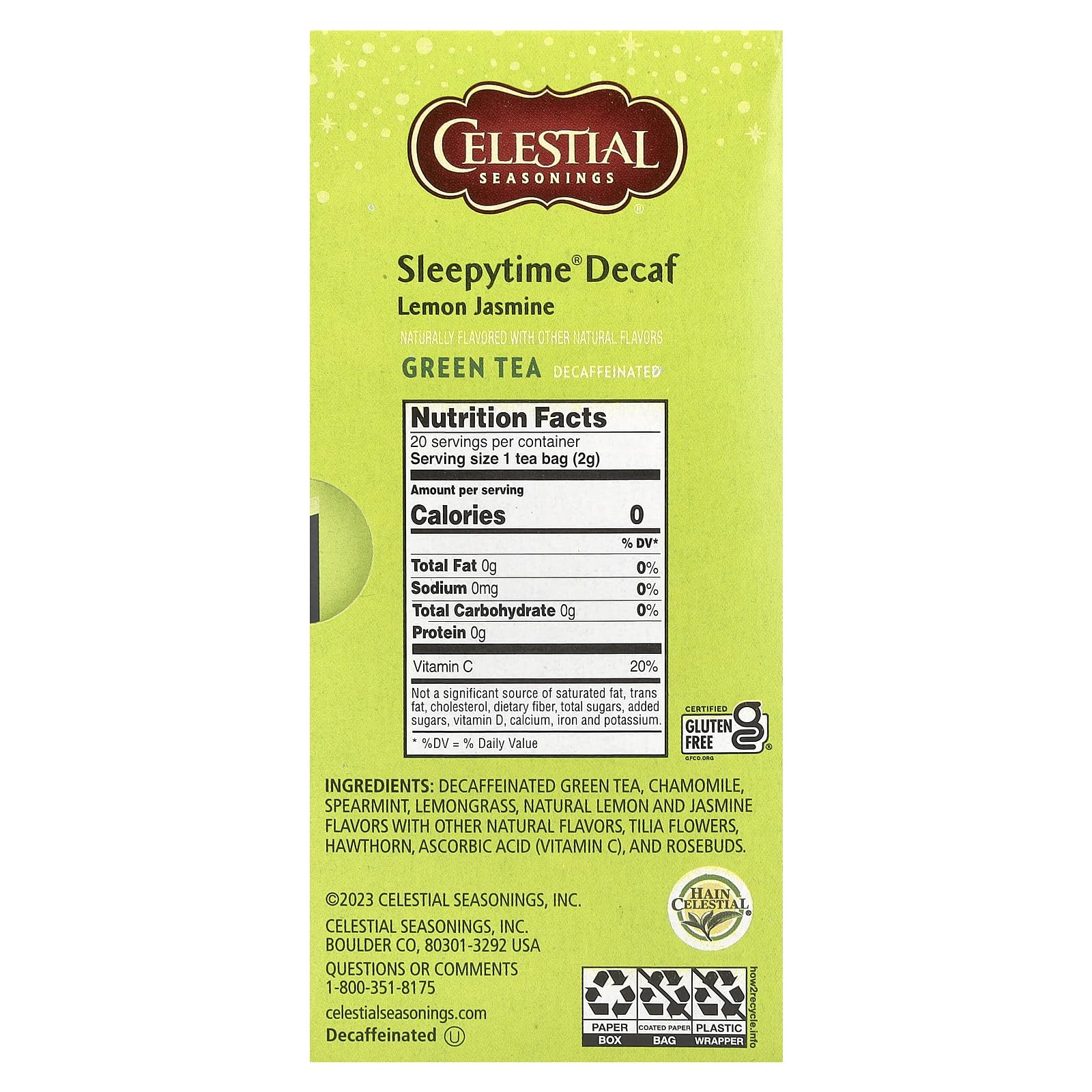 Amazon.com : Celestial Seasonings Sleepytime Decaf Lemon Jas Green
