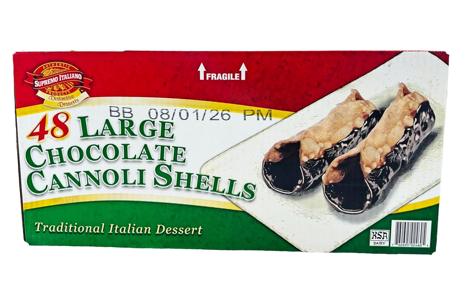 Supremo Italiano Large Cannoli Shells | Kosher | 48 Count