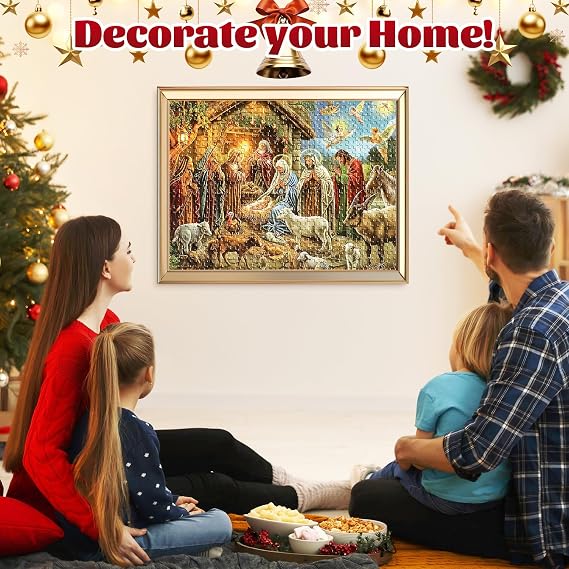 2025 Advent Calendar Jigsaw Puzzle Nativity Scene 1008 Pieces Religious Christmas Countdown Puzzle, 24 Boxes The Birth of Jesus Puzzles for Adults, Jesus Christian Home Decor