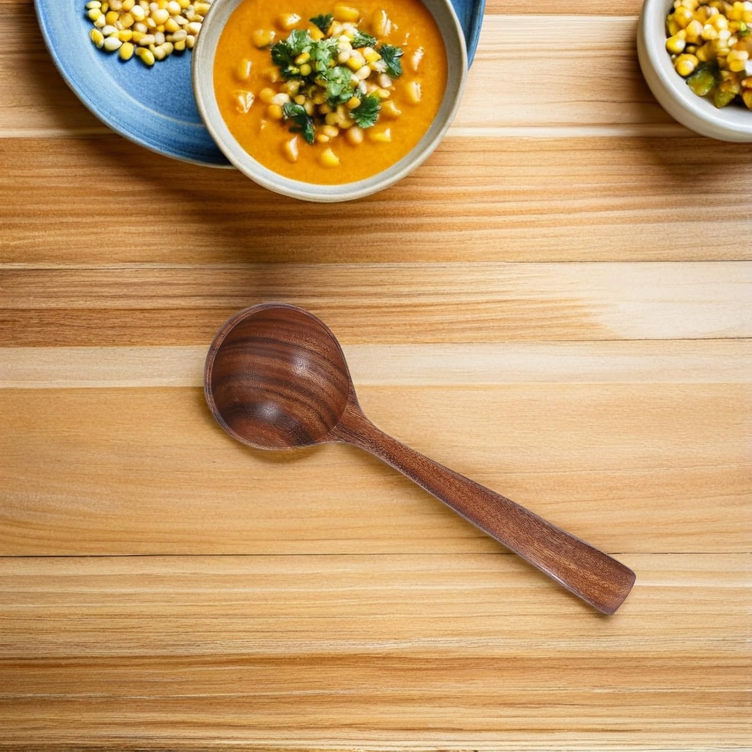 MAGICLULU Acacia Wood Soup Ladle with Large Capacity and Extra Long Handle, Natural Wooden Serving Spoon for Kitchen and Serving, Heat Resistant Wood Ladle for Stirring and Porridge