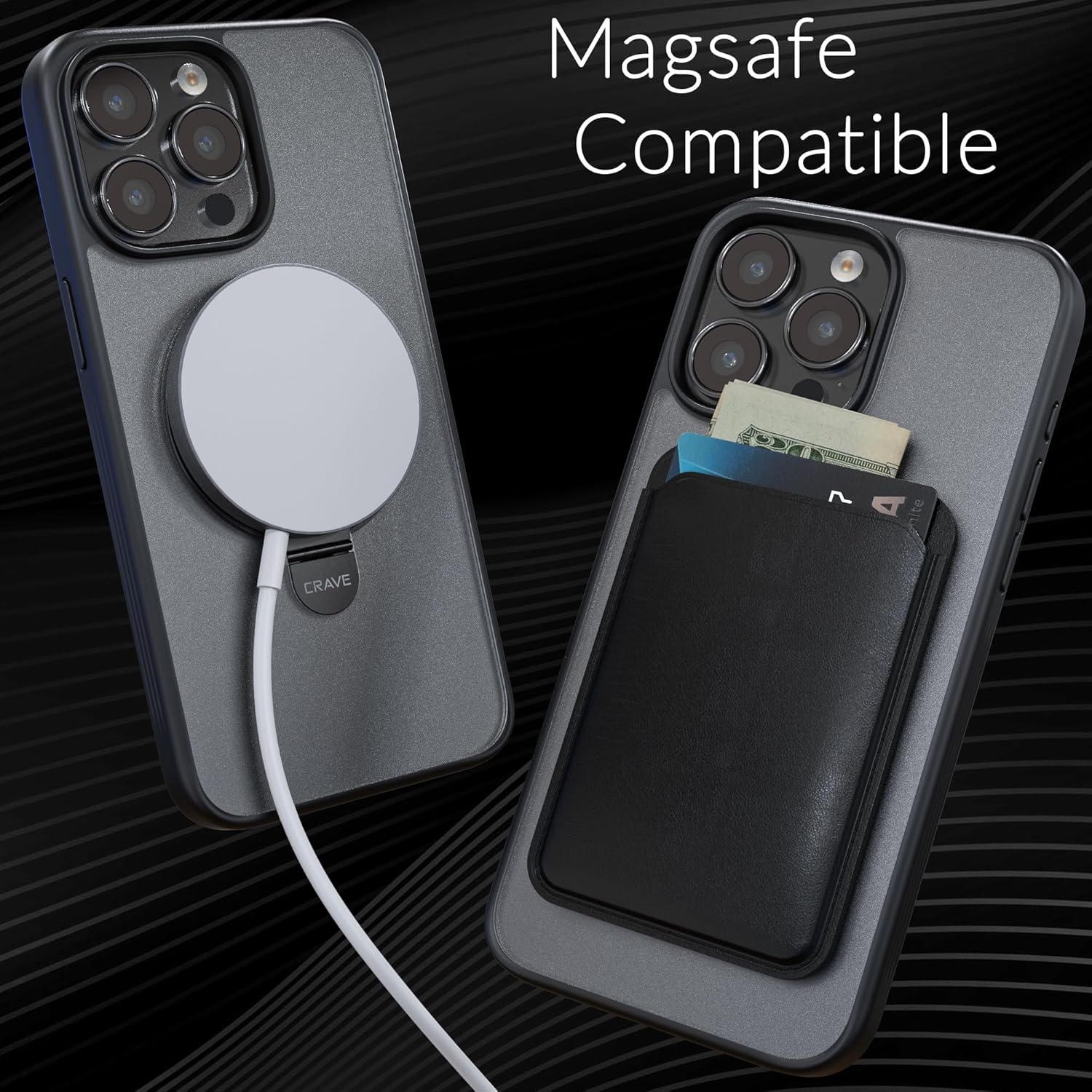 Crave Stand Case for iPhone 15 Pro Max, Compatible with MagSafe - Shockproof Protection Kickstand Case for Apple iPhone 15 Pro Max (6.7") - Black
