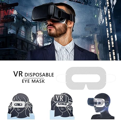 Vista 5 de Geekria 100Pcs VR Mask Disposable Face Cover, Disposable Protector for Oculus Quest VR, Prevent Eyes (White)