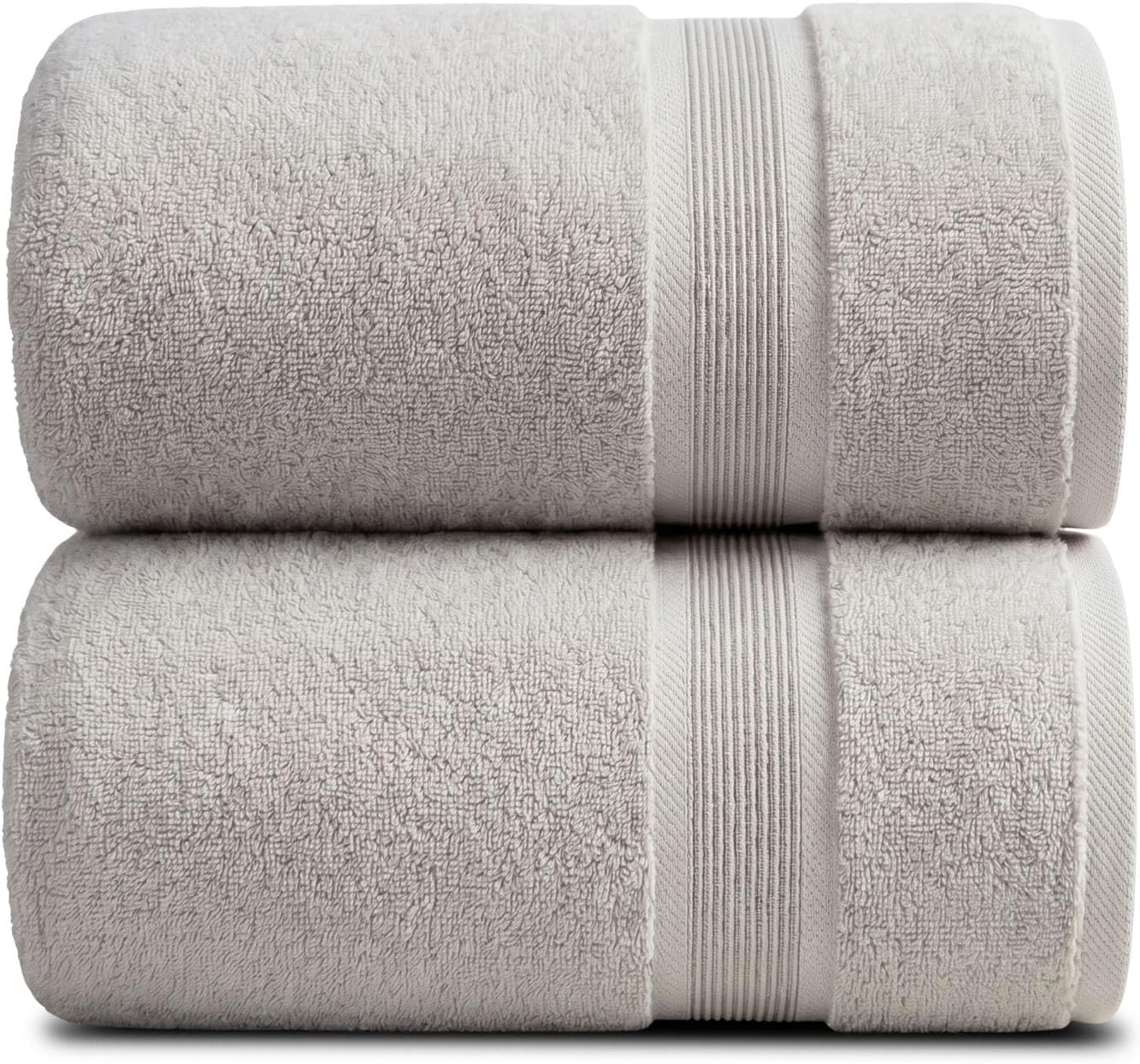 Springtree Home Luxury Bamboo Rayon Oversized Bath Towels Set of 2 | 35% Bamboo Rayon - 65% Zero Twist Cotton, Ultra Soft, Highly Absorbent, Oeko-TEX Standard 100 Certified | High Rise Grey