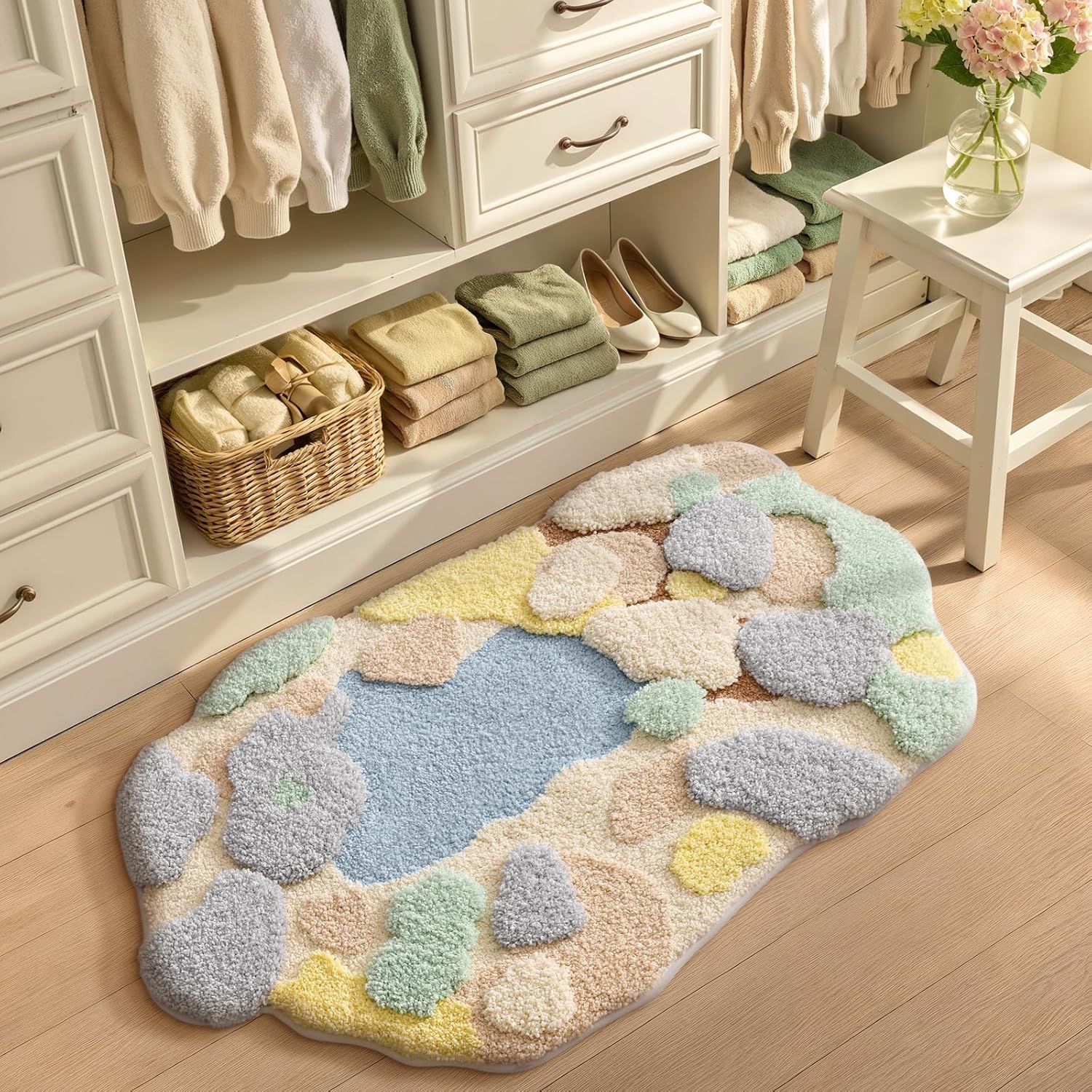 Color&Geometry Colorful Cute Bathroom Rug 55"x39", Absorbent Bath Mat, Non Slip Washable Bath mats for Bathroom, Shower Sink, Bathtub Floor, Bedroom, Kids Room