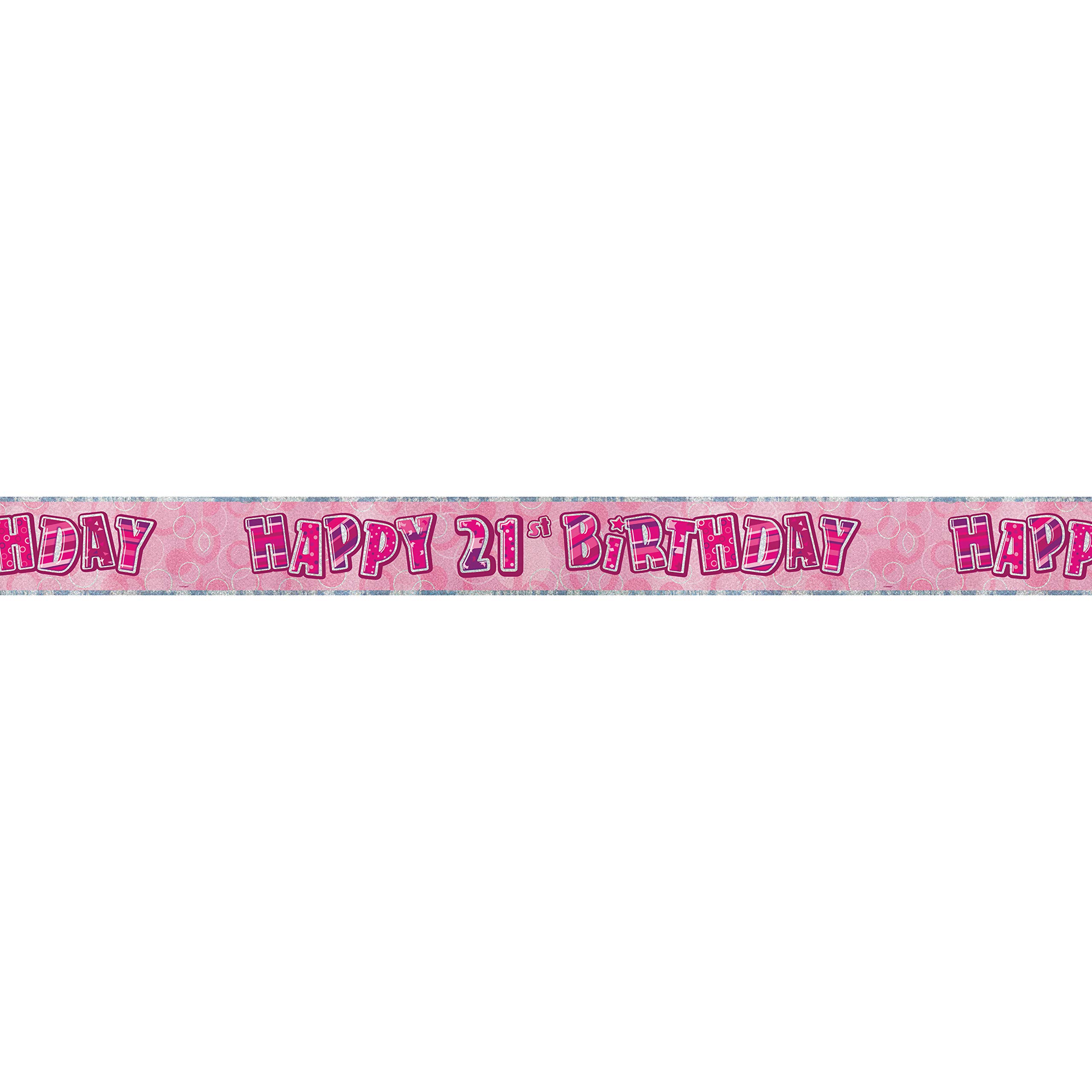 Unique Party 92062 - 9ft Foil Glitz Pink Happy 21st Birthday Banner