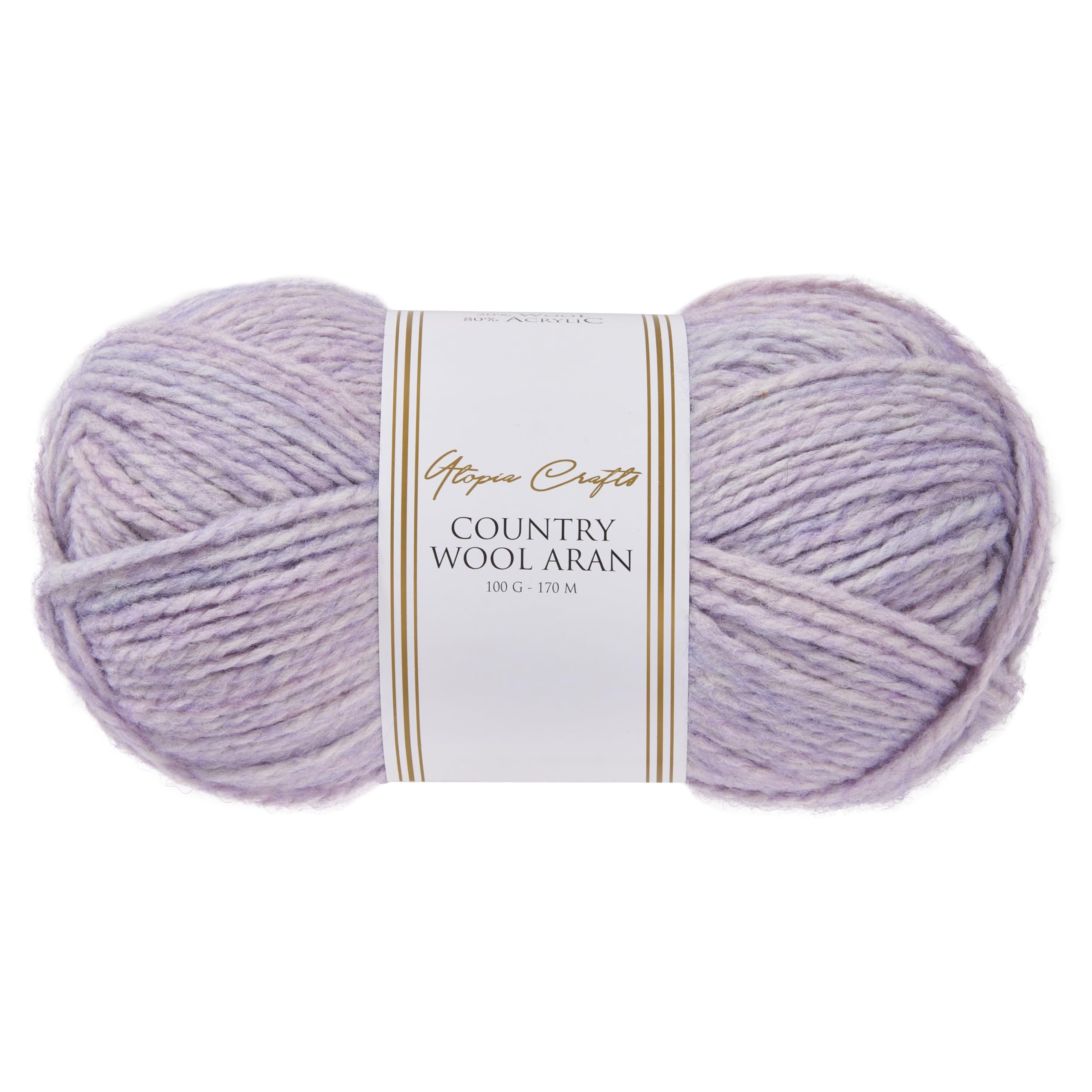 Utopia Crafts Country Wool Blend Aran Yarn for Knitting and Crochet 100g (1, Lavender)