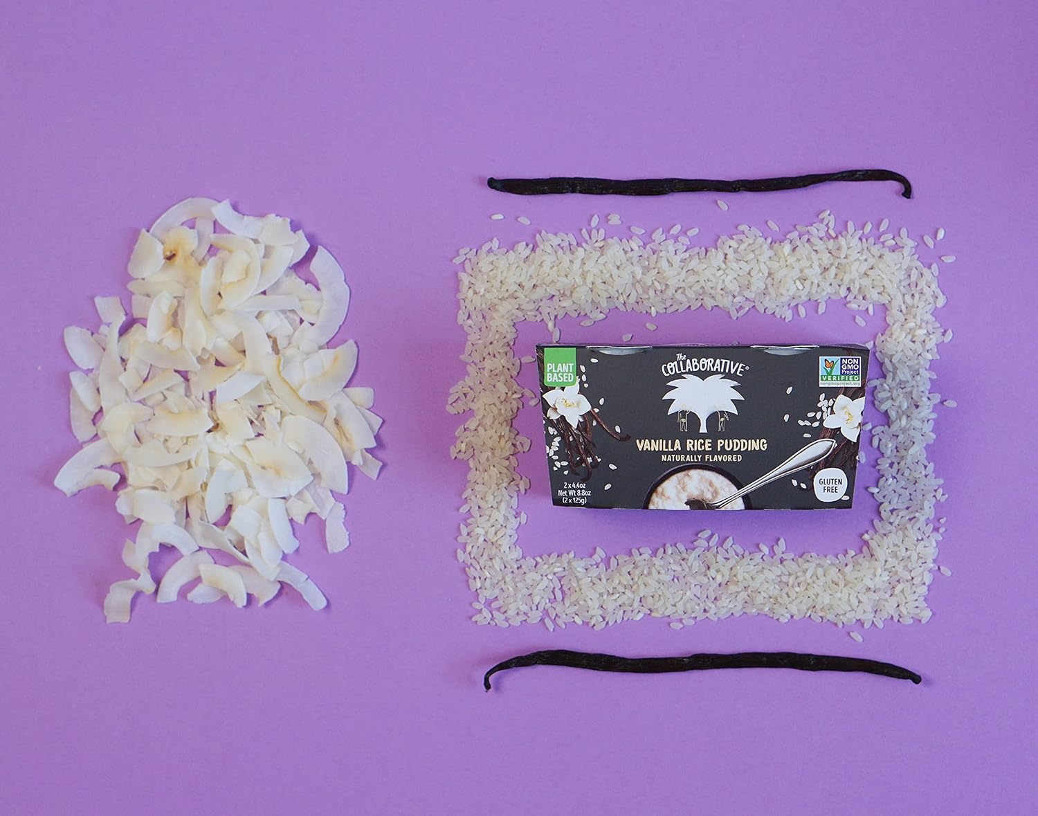 The Collaborative Coconut Rice Pudding PlantBased Desserts Gluten Free, Vanilla, 2 Count, Net wt 8.8 Ounce