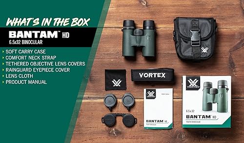Miniatura 6 de Vortex Optics Bantam HD - Binoculares juveniles de 6.5 x 32 pulgadas, sistema óptico HD, revestimientos de lentes XR, armadura de goma, trípode