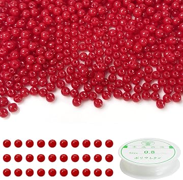 1000pcs 4mm Glass Beads for Jewelry Making, DIY Craft Beads, Bracelet and Necklace Supplies Red