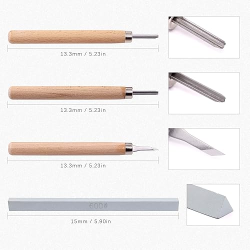 Miniatura 4 de Swpeet Kit de fabricación de sellos de goma, bloques de tallado de sellos de goma, 1 piedra de afilar, cuchillo de manualidades, rodillo de tinta,