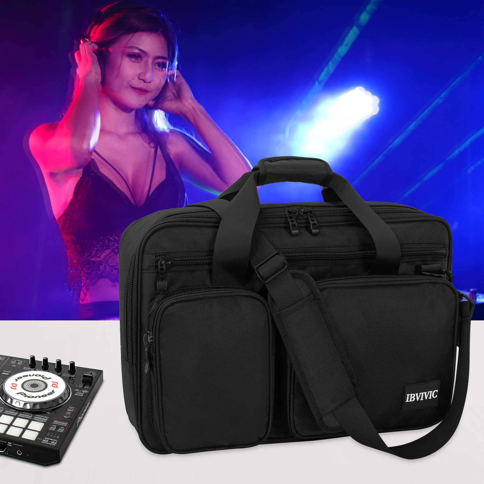 OUUTMEE DJ Controller Carry Bag, DJ Controller Carry Case, DJ Protector Bag with Shoulder Straps - Image 2