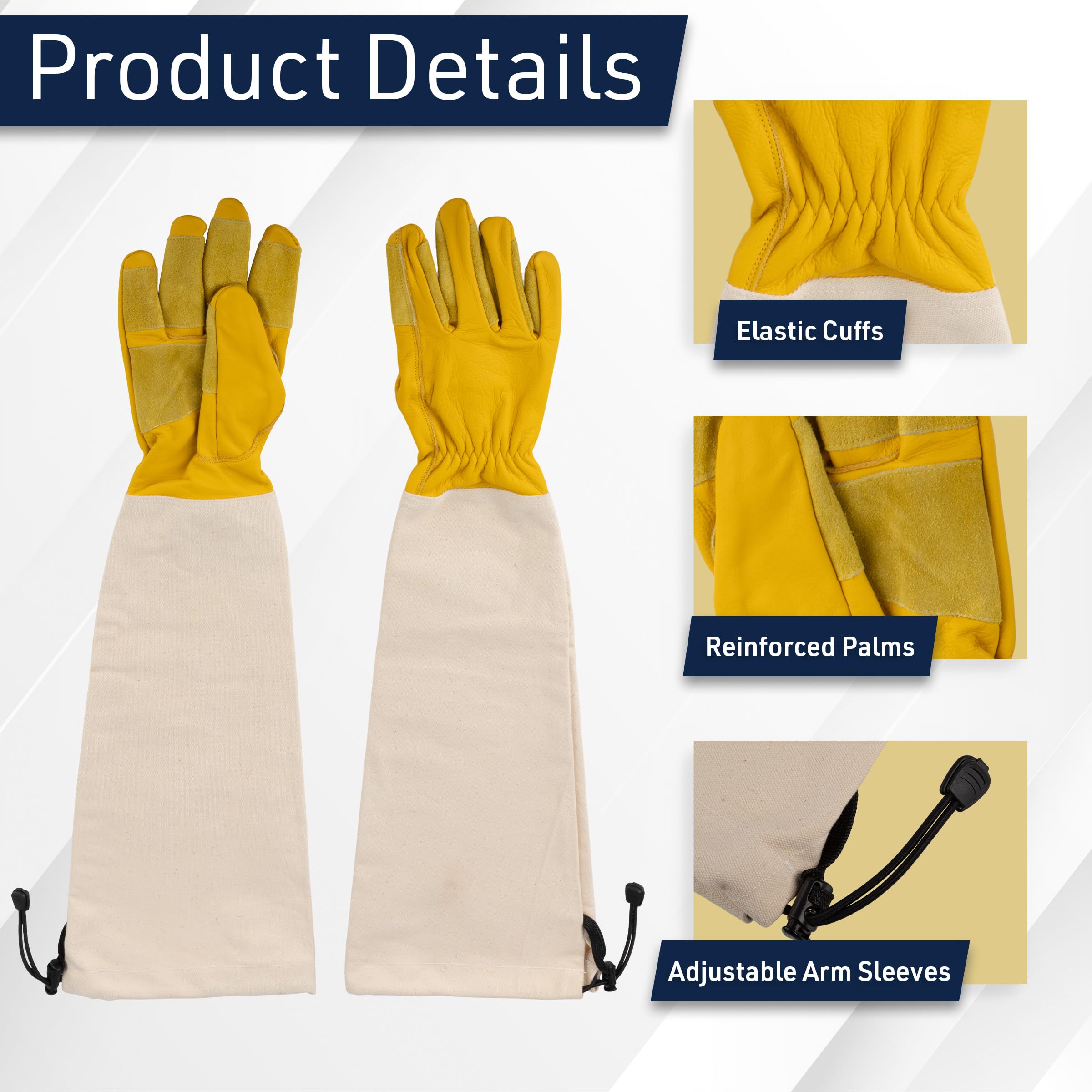 Kings County Tools Lange Gartenhandschuhe für Damen und Herren - Atmungsaktive Canvas und dornfeste Leder Gartenhandschuhe mit Armschutzhandschuh zum Beschneiden, Pflanzen, Rosenkaktus oder Brombeeren