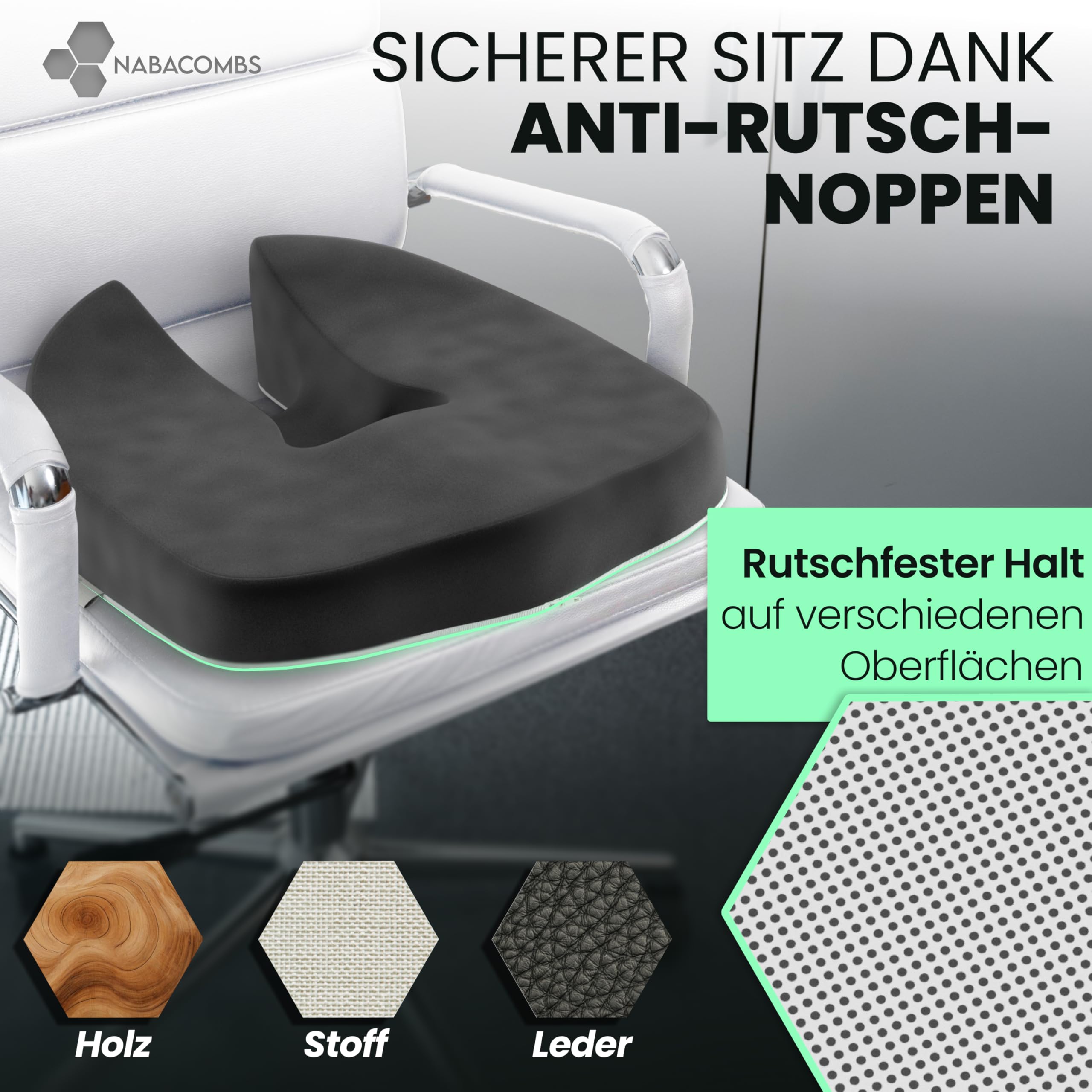 Orthopädisches Sitzkissen – Ergonomisch, Memory Foam, entlastet Steißbein & Rücken, sofort einsatzbereit – IGR-zertifiziert & Oeko-Tex geprüft, ideal für Büro, Auto, Reisen & Schwangerschaft