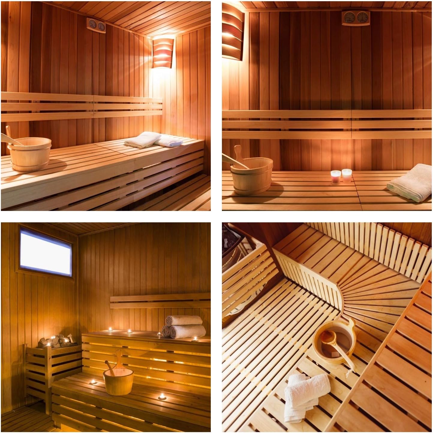 Sauna Bucket and Ladle, Wooden Sauna Bucket Sauna Accessories for Men Women, Sauna Wood Bucket Set Cedar Made of Premium Finland Pinewood