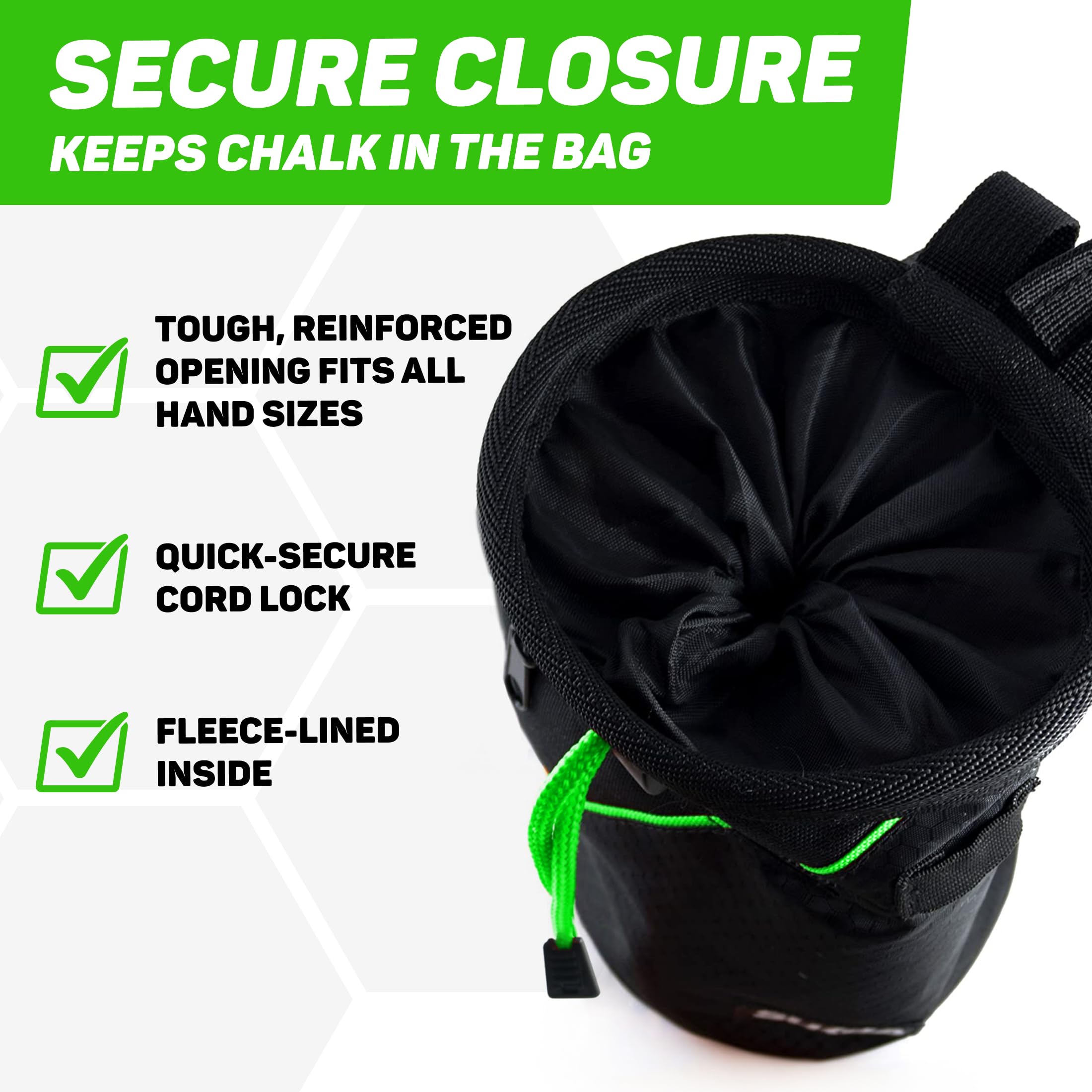 Sukoa Chalk Bag for Rock Climbing - Bouldering Chalk Bag Bucket with Quick-Clip Belt and 2 Large Zippered Pockets - Rock Climbing Gear Equipment