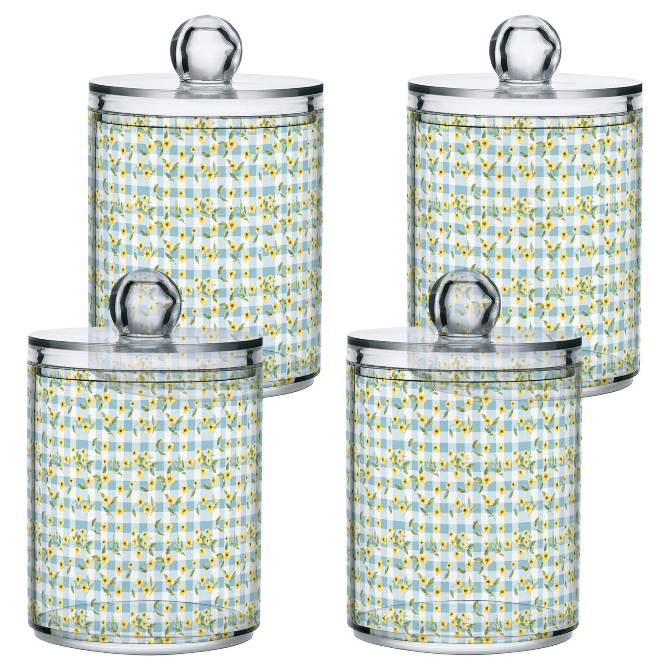Rangement salle de bain : lot de 4 distributeurs de cotons-tiges et soins