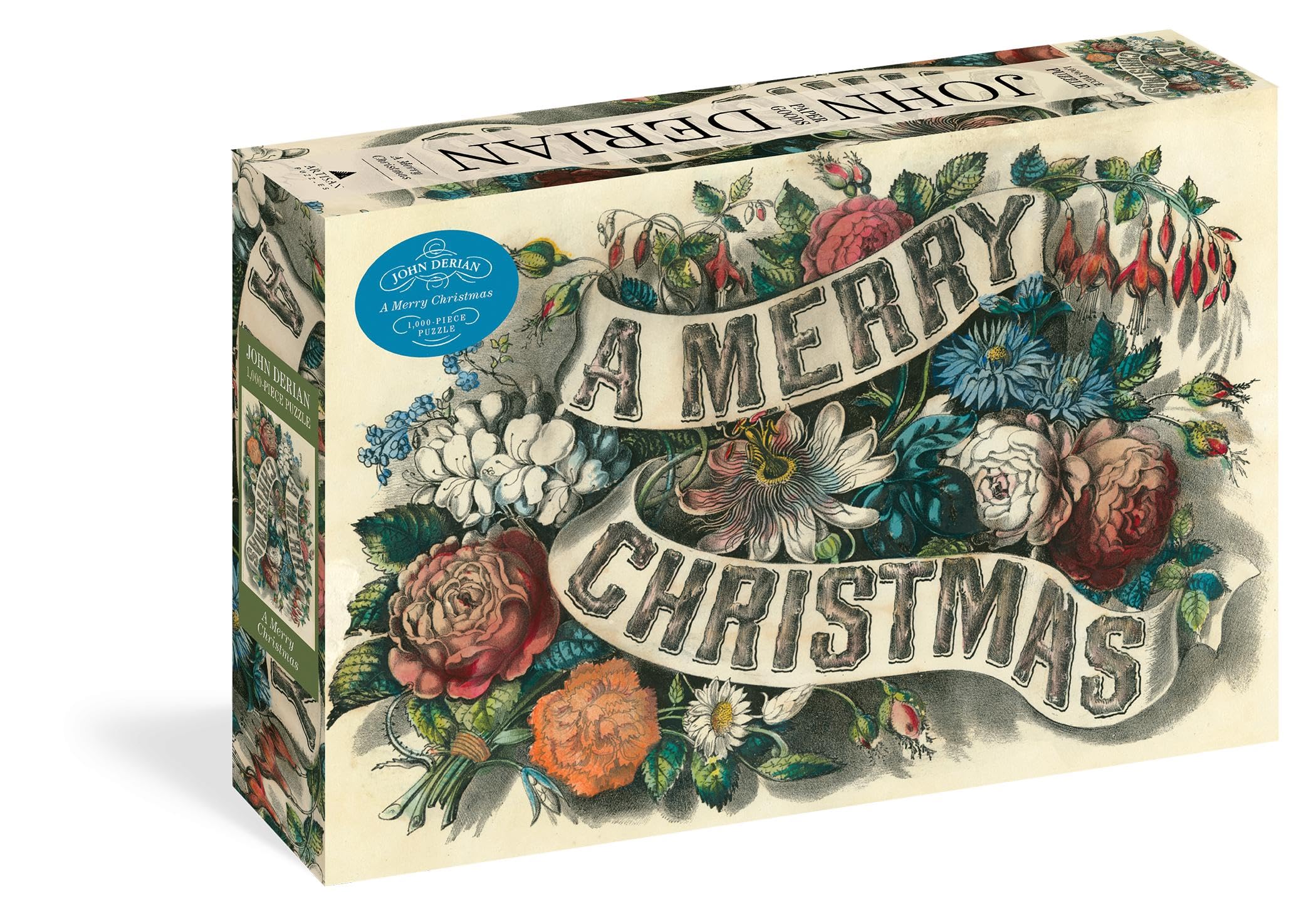 John Derian Paper Goods: Merry Christmas 1,000-Piece Puzzle, 26 3/8" x 18 7/8"
