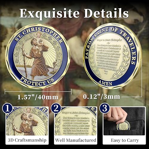 Miniatura 5 de Moneda de desafío de San Cristóbal Protéjanos Patrono de los Viajeros