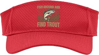 Fish Around and find Trout American Flag Fishing Fathers Day Sport Sun Visor