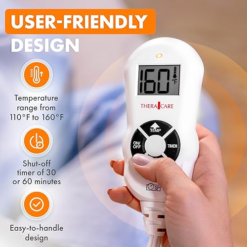 Miniatura 3 de TheraCare - Almohadilla térmica digital  Calor húmedo y seco  Ajustes de calor variables  Dolores musculares  Alivio cálido calmante  Tamaño