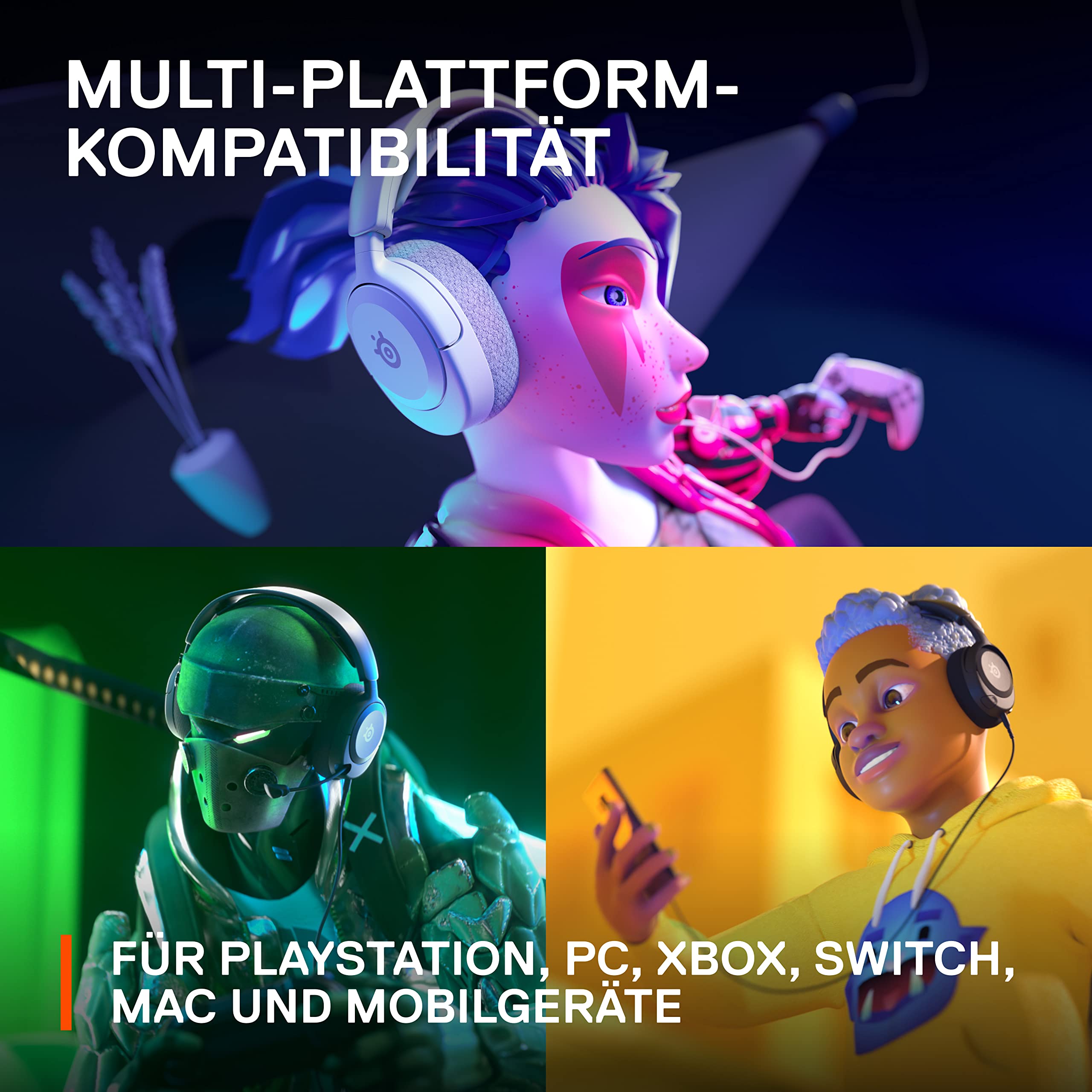 SteelSeries Arctis Nova 1P - Multi-System Gaming-Headset – Hi-Fi-Treiber – 360° Surround-Sound – Memory Foam-Ohrpolster – Mikrofon mit Geräuschunterdrückung – PS5, PS4, PC, Xbox - Weiß