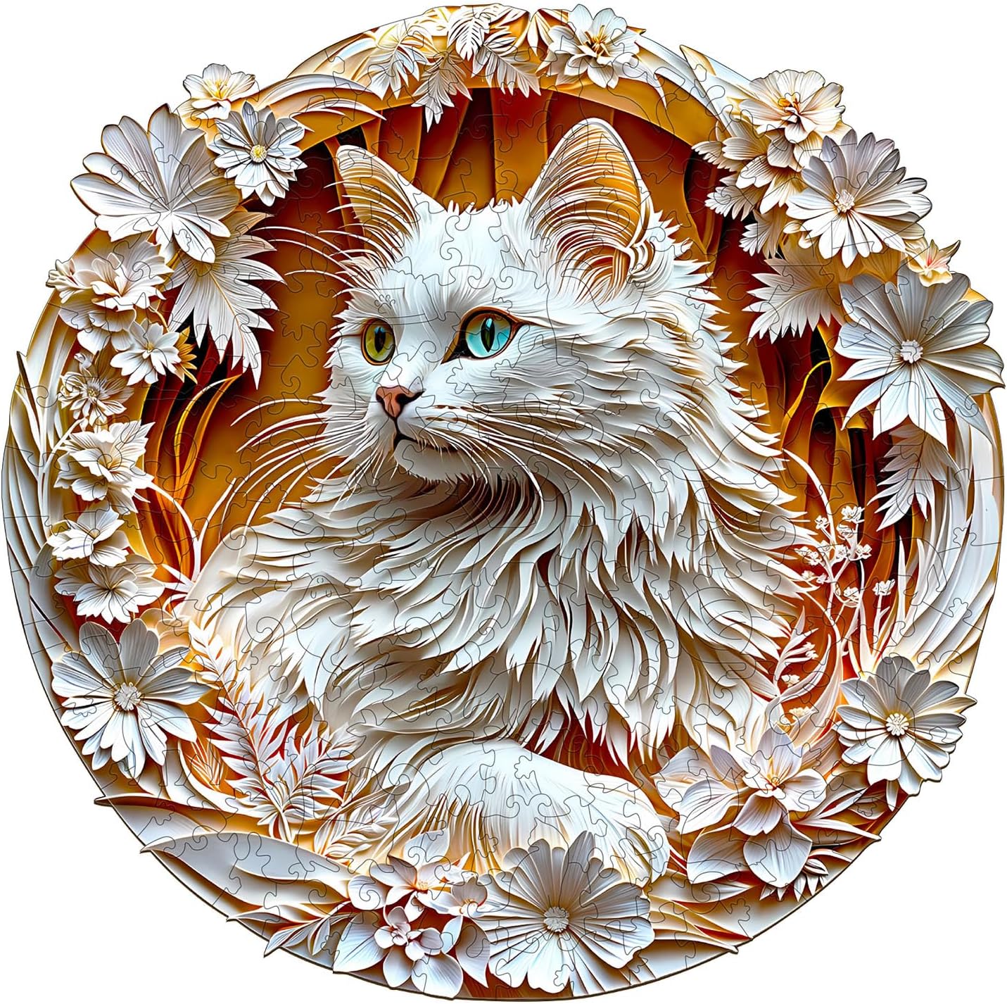 Wooden Puzzles for Adults, Wooden Cat Puzzles, Flat Puzzles with 3D Visual Effect When Completed, Unique Puzzles Gifts for Women Men (M-11.4 * 11.3in 200pcs)