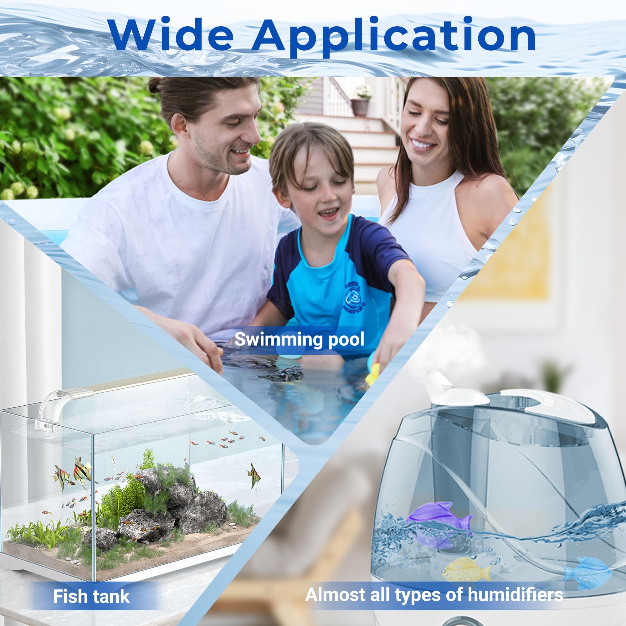 Lot de 6 humidificateurs de nettoyage pour poissons compatibles avec humidificateurs et aquariums - Bleu