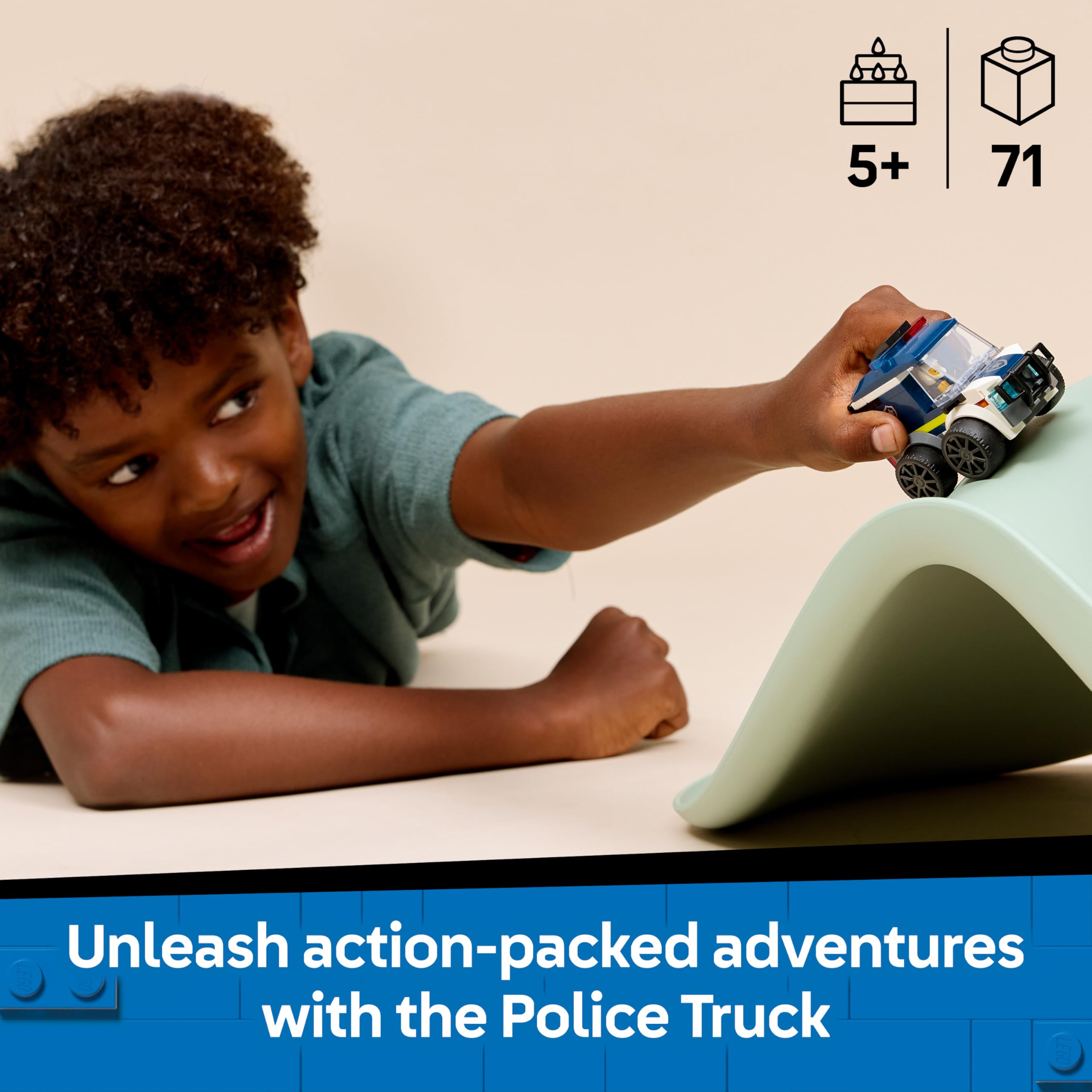 LEGO City Rides, Police Truck Toy, Emergency Vehicles Building Set w/a Police Officer Junior Minifigure, Party Bag Fillers - Image 3