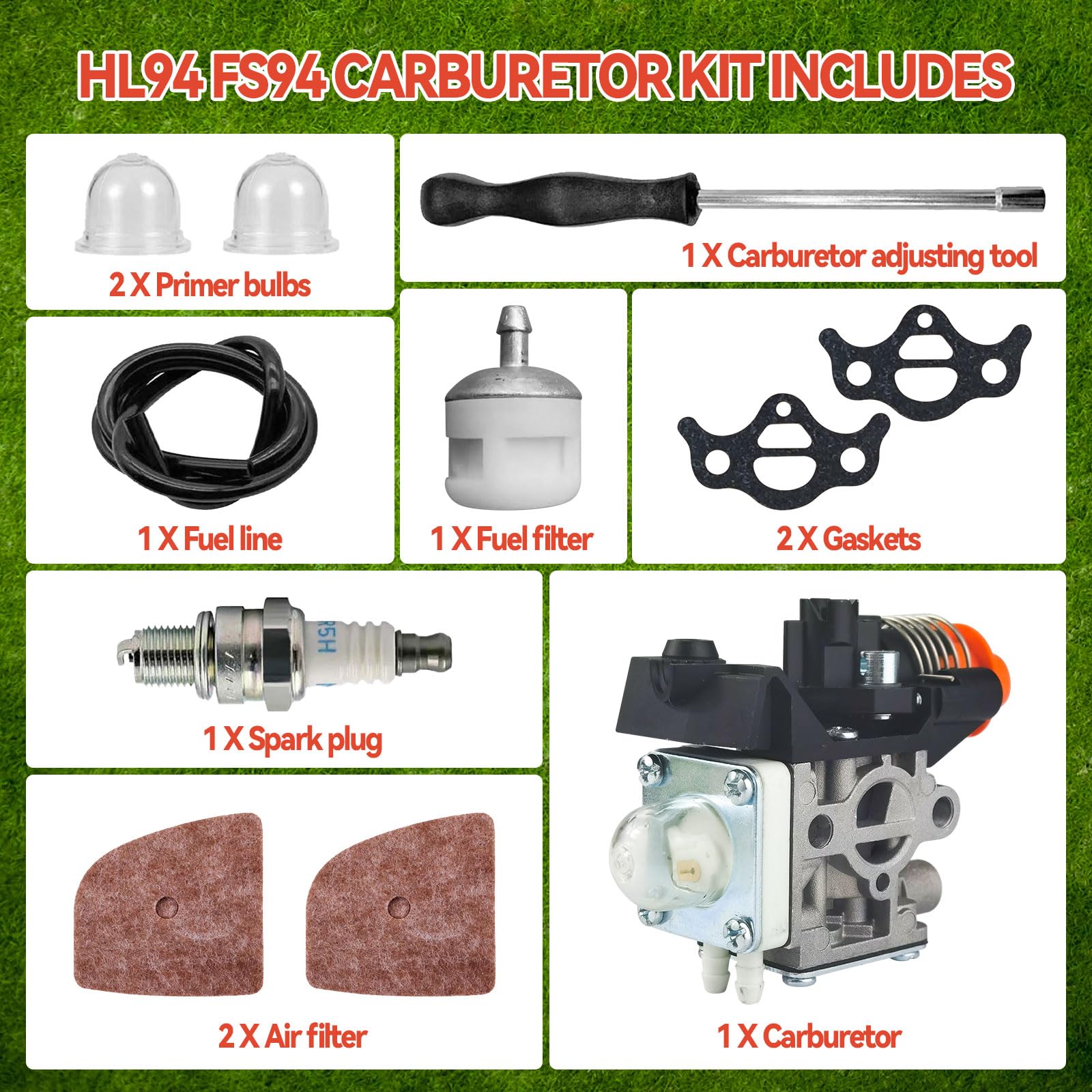 HL94 FS94 Carburador, Kit de Carburador 4149-120-0602 para Stihl FS94 RC-E Z, FS94 R-Z KM94 KM FS HL 94 94R Piezas de Desbrozadora Carburador, 41491200602