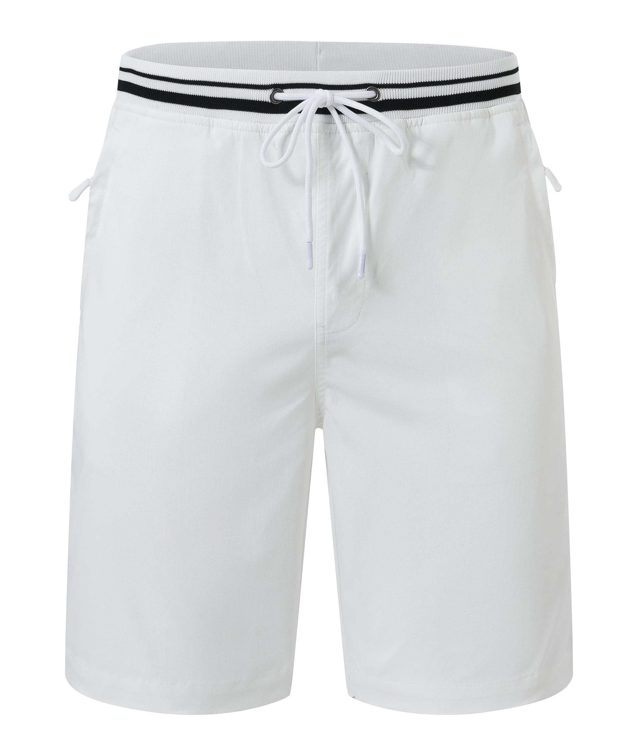 Huayuzh Kurze Hosen Herren Chino Shorts Sommer Stretch Cargo Baumwolle Hose Elastische Taille mit Reißverschlusstasche