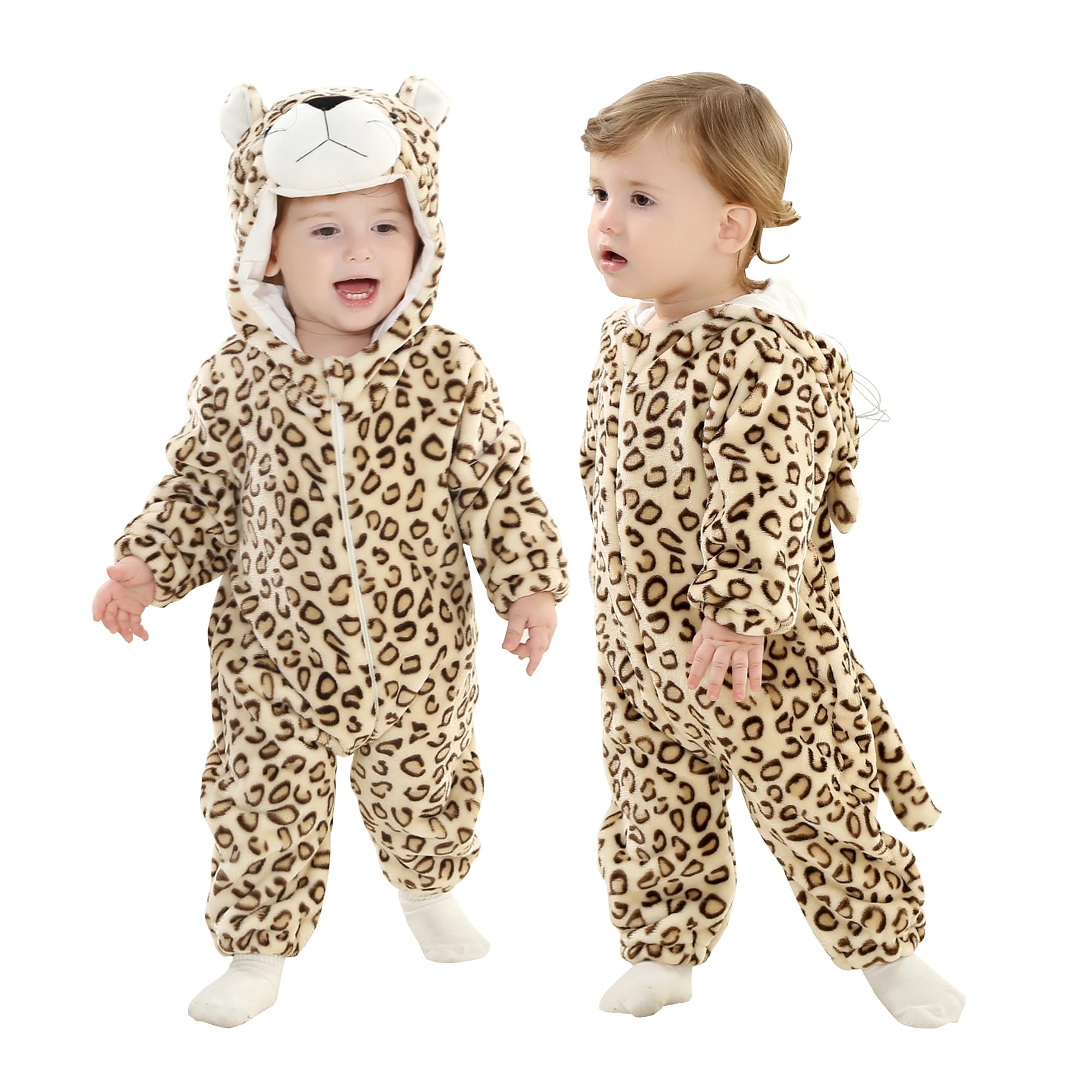 Doladola Light Leopard Baby Jumpsuits Animal Onesie Romper Infant Jumpsuit Halloween Costume(3 Months,)