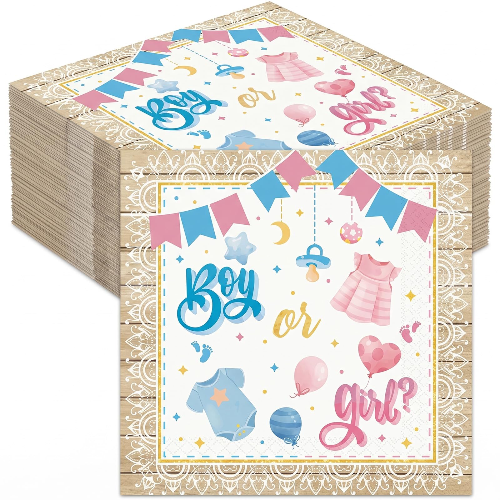 40 Pcs Gender Reveal Napkins, Girl or Boy Party Paper Serviettes, Pink and Blue Baby Shower Disposable Tableware Decorations for Mum-to-Be Pregnancy Announcement Celebration