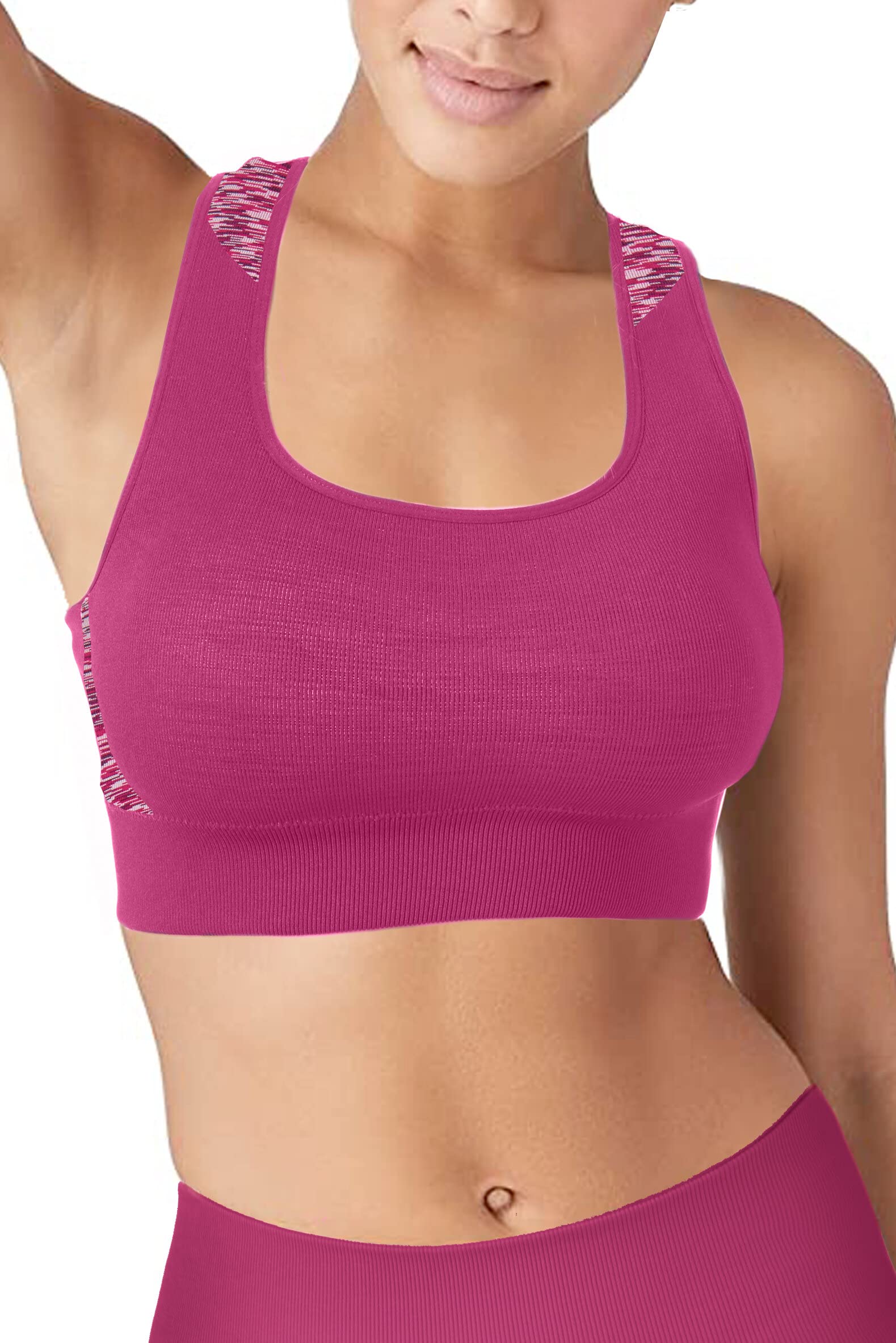 MAXXIM Damski biustonosz sportowy Space Dye Racerback bezszwowe zdejmowane podkładki do ćwiczeń na siłowni, jogi, biegania, ćwiczeń
