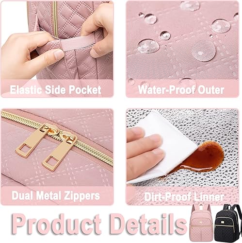 Miniatura 4 de Weitars Mochila de almuerzo para mujer mochila de 20 litros aislada mochila de almuerzo para mujer trabajo con bolsillos laterales lonchera con