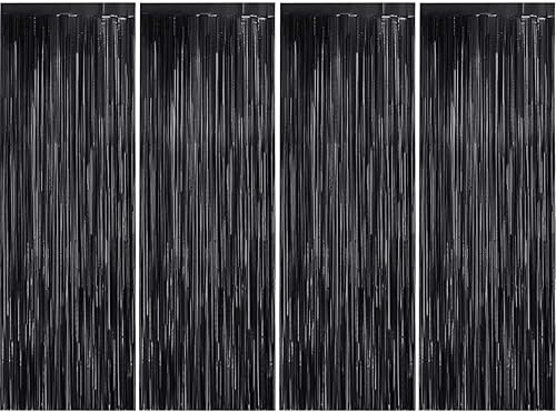 4 cortinas de flecos de papel de aluminio para telón de fondo metálico, serpentinas de oropel metálico, telón de fondo para cabina de fotos,