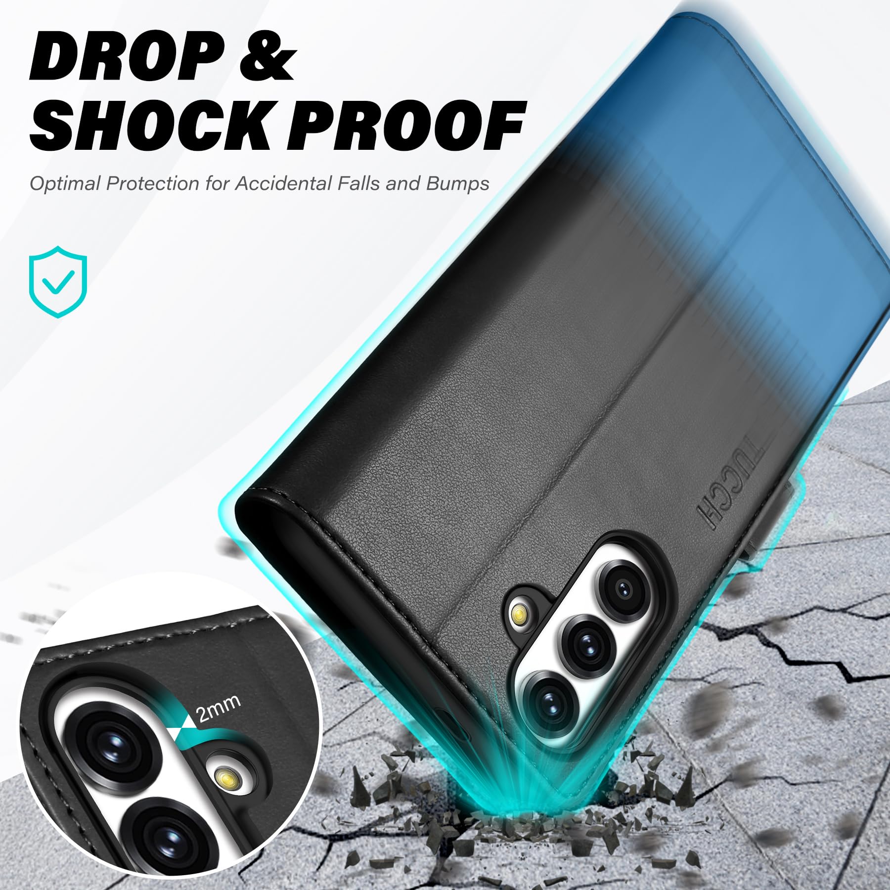 TUCCH Wallet Case For Galaxy S25 Plus (6.7") 5G 2025, PU Leather