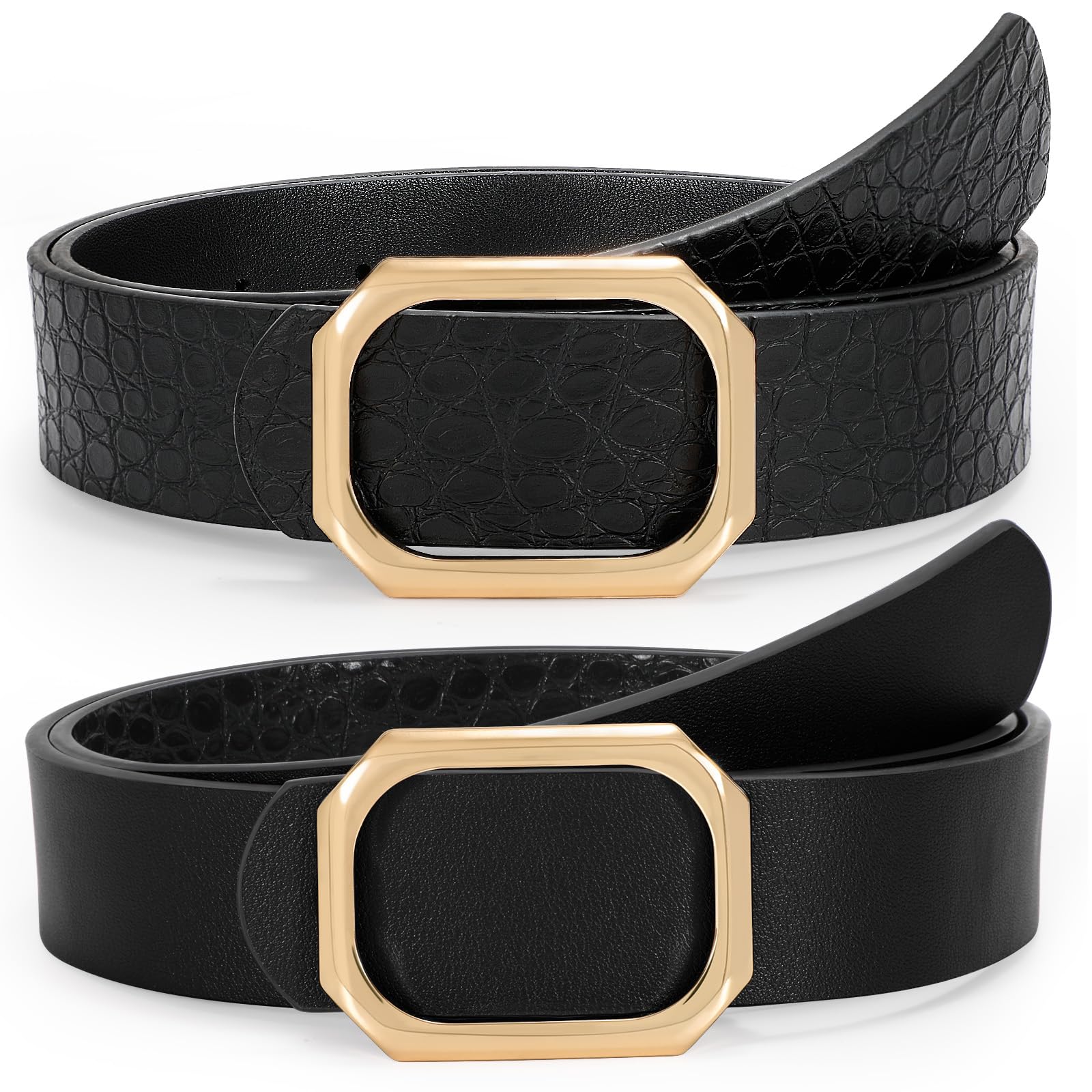 SUOSDEY Women Reversible Leather Belt for Jeans Pants Dresses Ladies Waist Belt, 1.3" Width