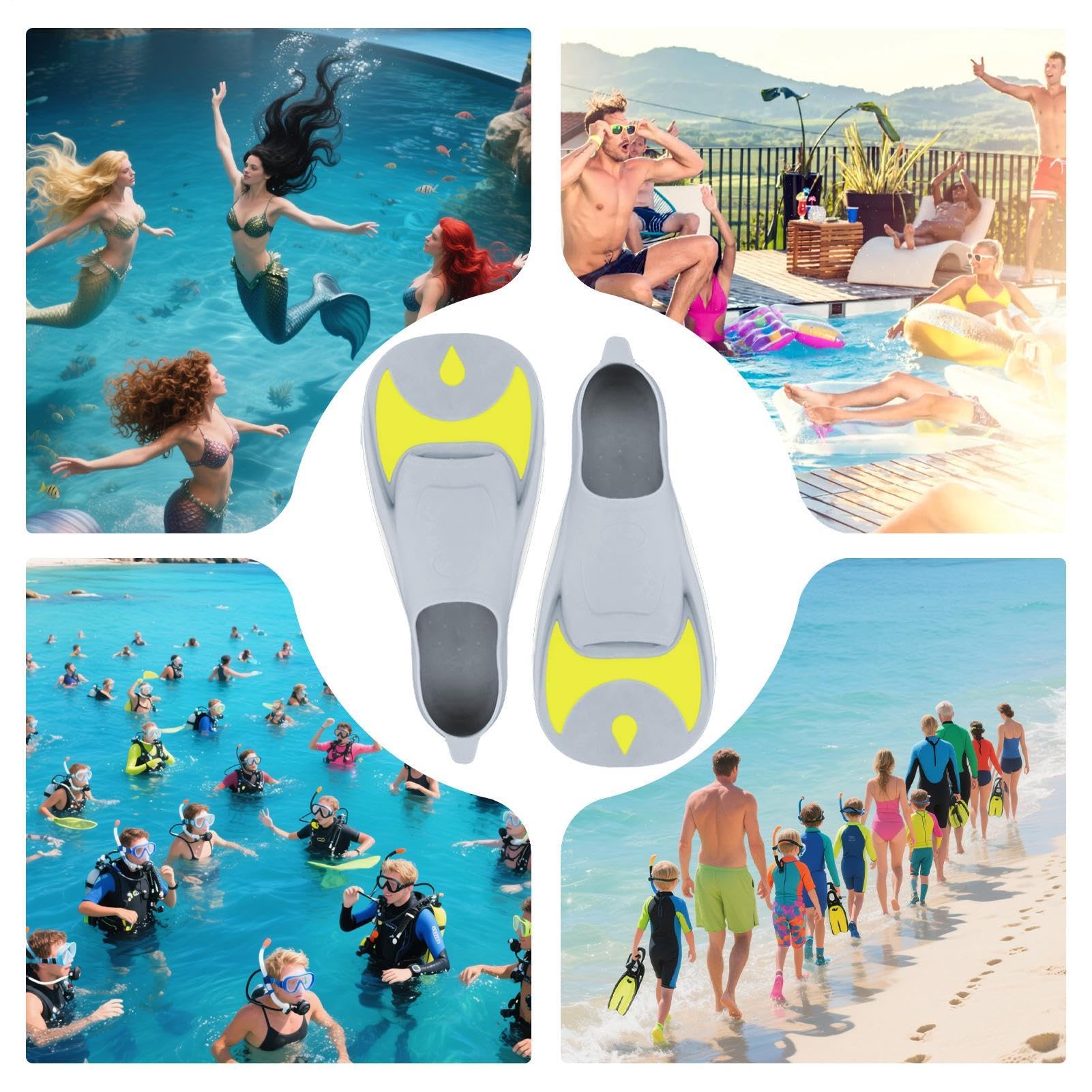 Aletas De Buceo Con Snorkel - Equipo De Buceo Ergonómico PP Tacón Ligero Cubierto De Palma Corta Cómodo Anti-fatiga Rendimiento De Viaje Boost Aletas De Buceo | Para Natación, L