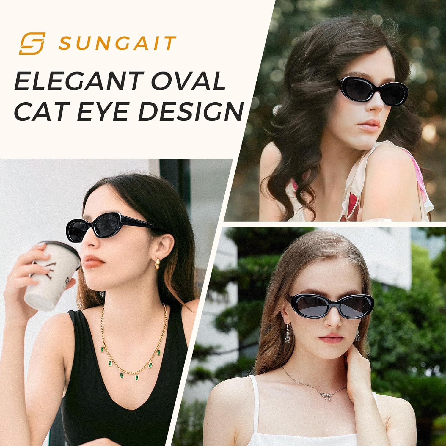 SUNGAIT Retro Oval Polarized Sunglasses for Women Narrow Trendy UV400 Protection SGT4036HH - Image 2