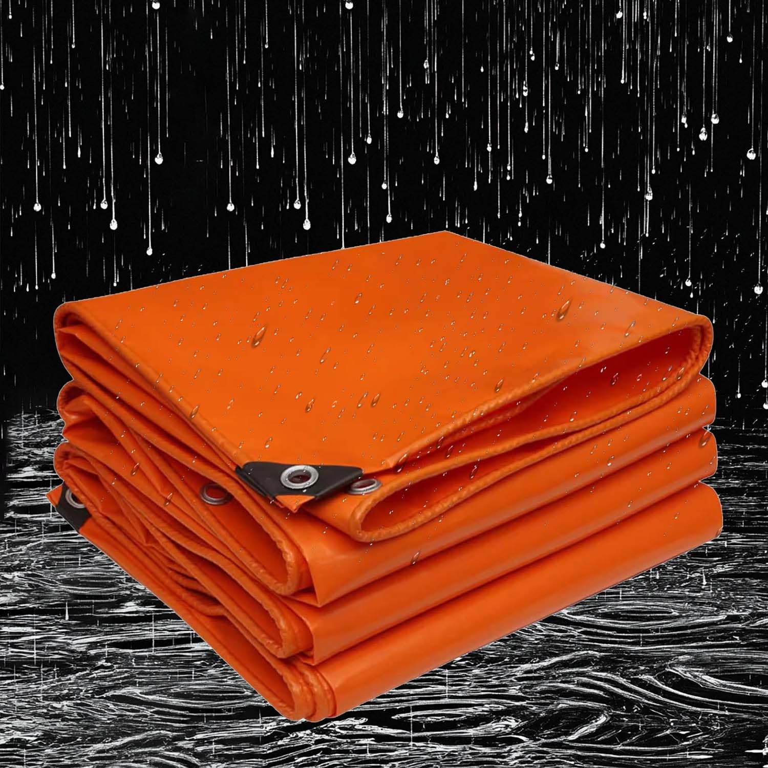 Ffsaacol Waterproof Tarp, Heavy Duty Tarp Cover Rainproof, Tarpaulin Heavy Duty With Metal Grommets, Multipurpose Protective, For Home, Boats, Cars, Camping Orange, 13x20ft/4x6.1m