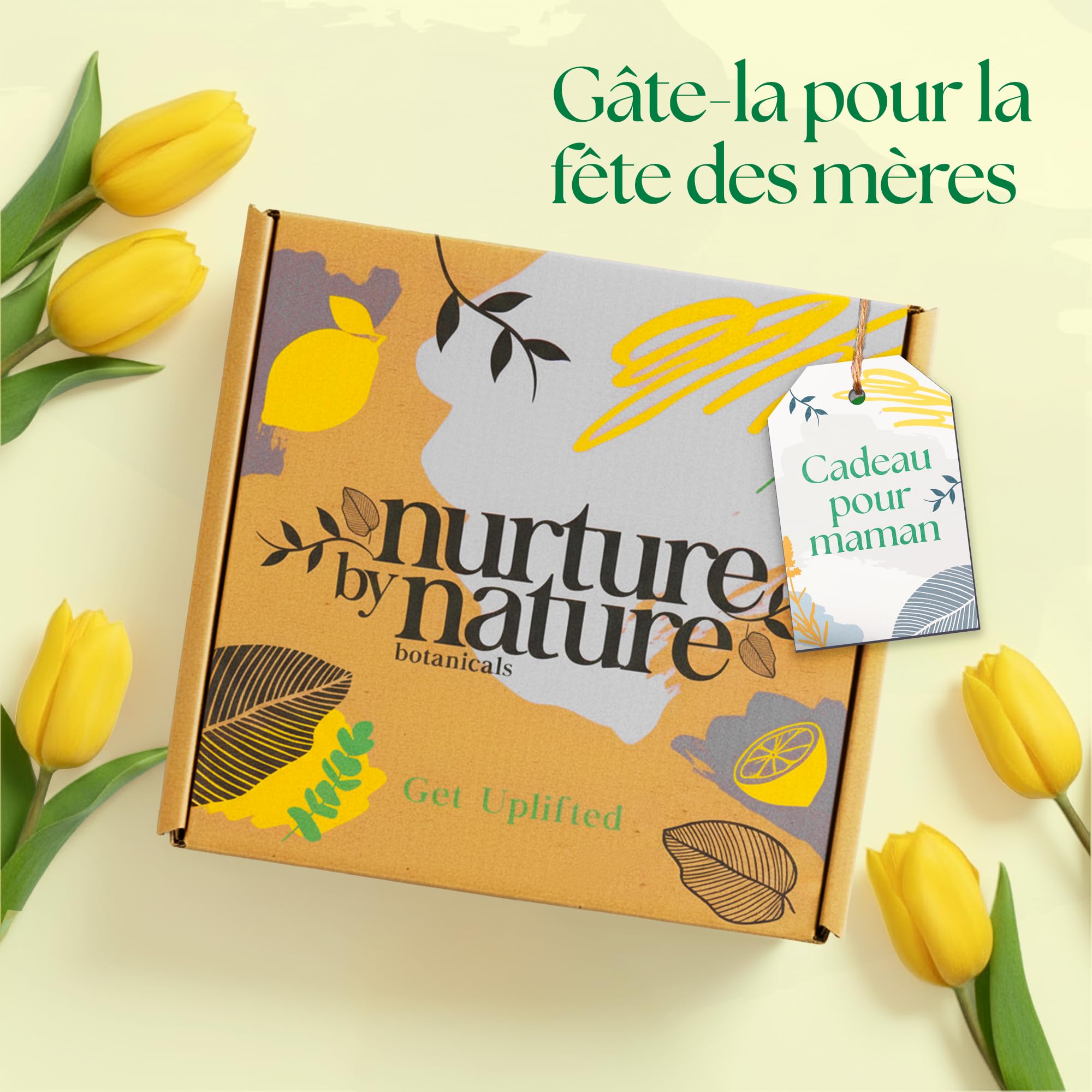 NURTURE BY NATURE Coffret Cadeau Femmes - Bain Relaxant & Énergisant – Set 6pcs Gommage Corps, Savon, Crème Main – Idée Cadeau Anniv. & Fête Mères, Noël