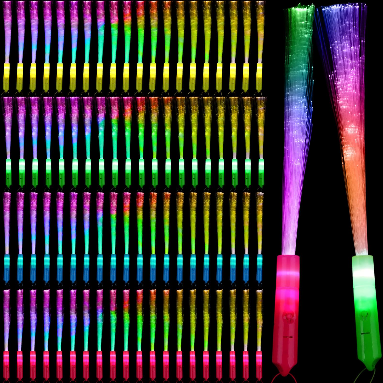 80 Pcs Fiber Optic Wands Glow Sticks for Adult 3 Flashing Wedding Wand Light Up Party Favor Sticks Magic Wands for Wedding Baby Shower Birthday Neon Halloween Christmas Party Supplies(Multicolor)