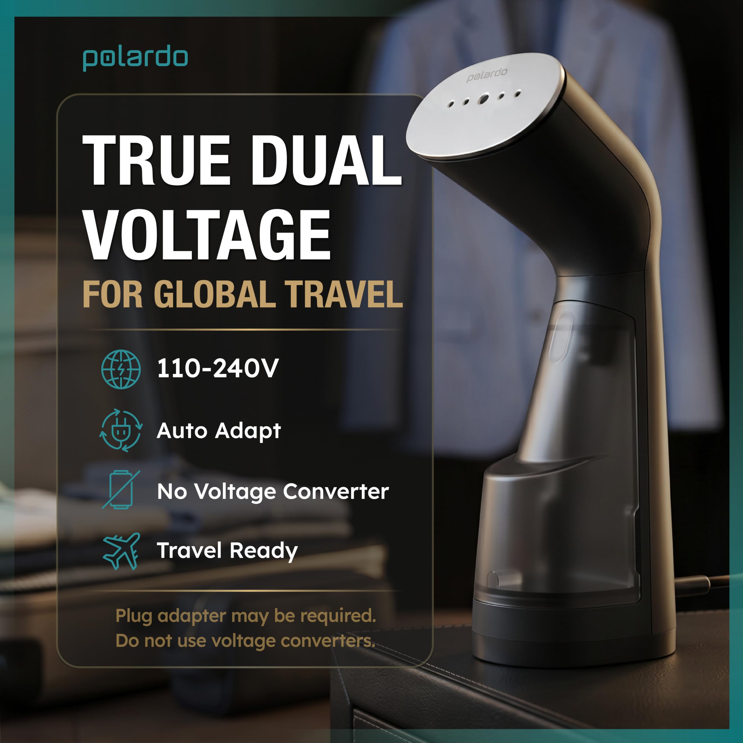 Vaporizador de viaje para ropa de doble voltaje 110-240 V, vaporizador portátil de ropa, mini vaporizador de ropa para viajes, calentamiento rápido, plancha de vapor compacta para uso mundial, hogar y