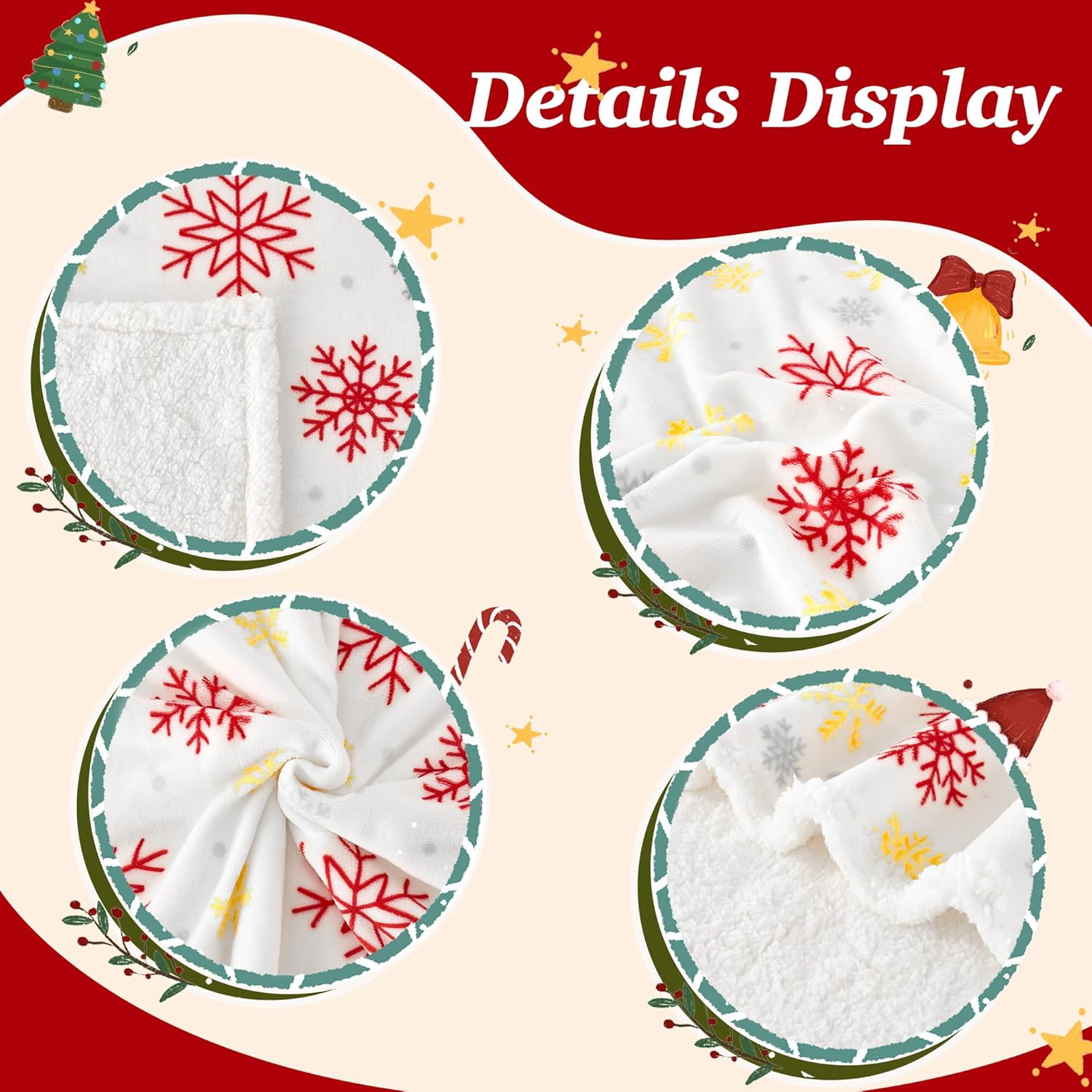Touchat Christmas Throw Blanket, Fuzzy Fluffy Soft Cozy Blanket, Fleece Flannel Plush Microfiber Blanket for Couch Bed Sofa (50" X 60",White Snowflake) - Image 4