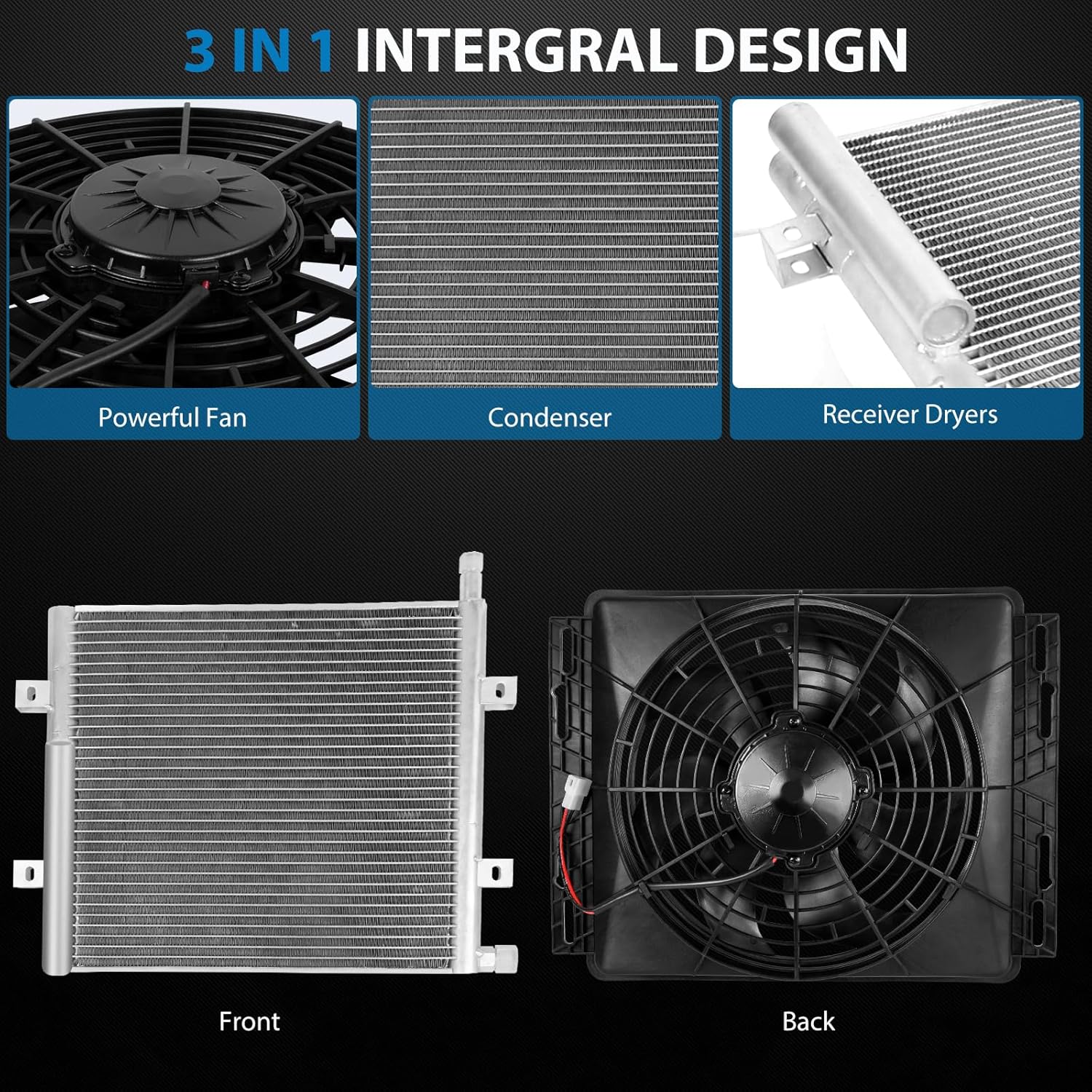 Universal Under Dash Electric Air Conditioner Heating and Cooling 12 Volt DC 10000 BTU A/C Unit Kit, AC Heater System with Evaporator Condenser Compressor for Car RV Van Truck ATV Pickup Tractor